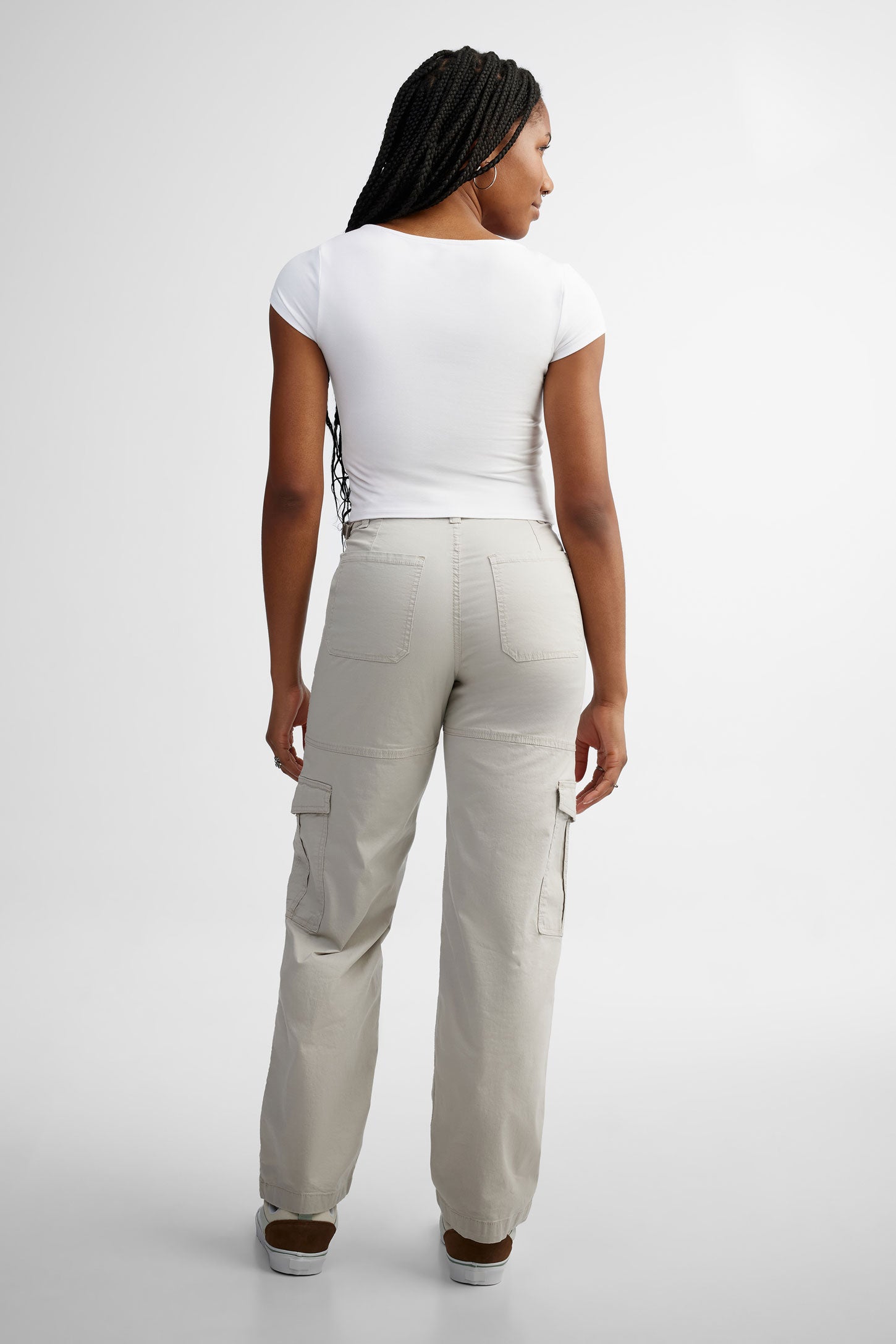 T-shirt côtelé col carrée en coton - Femme && BLANC
