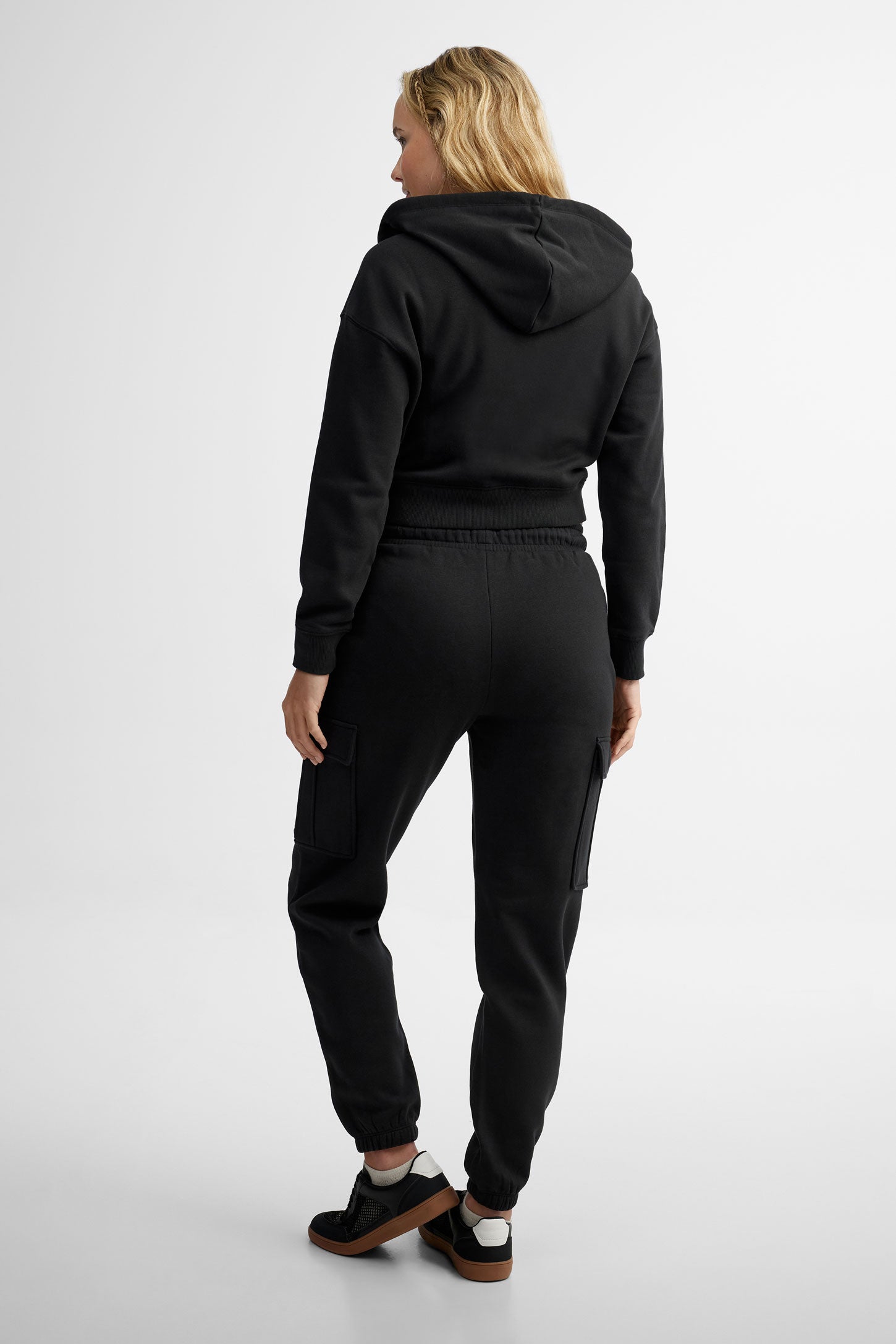 Veste à capuchon écourtée coton ouaté - Femme && NOIR