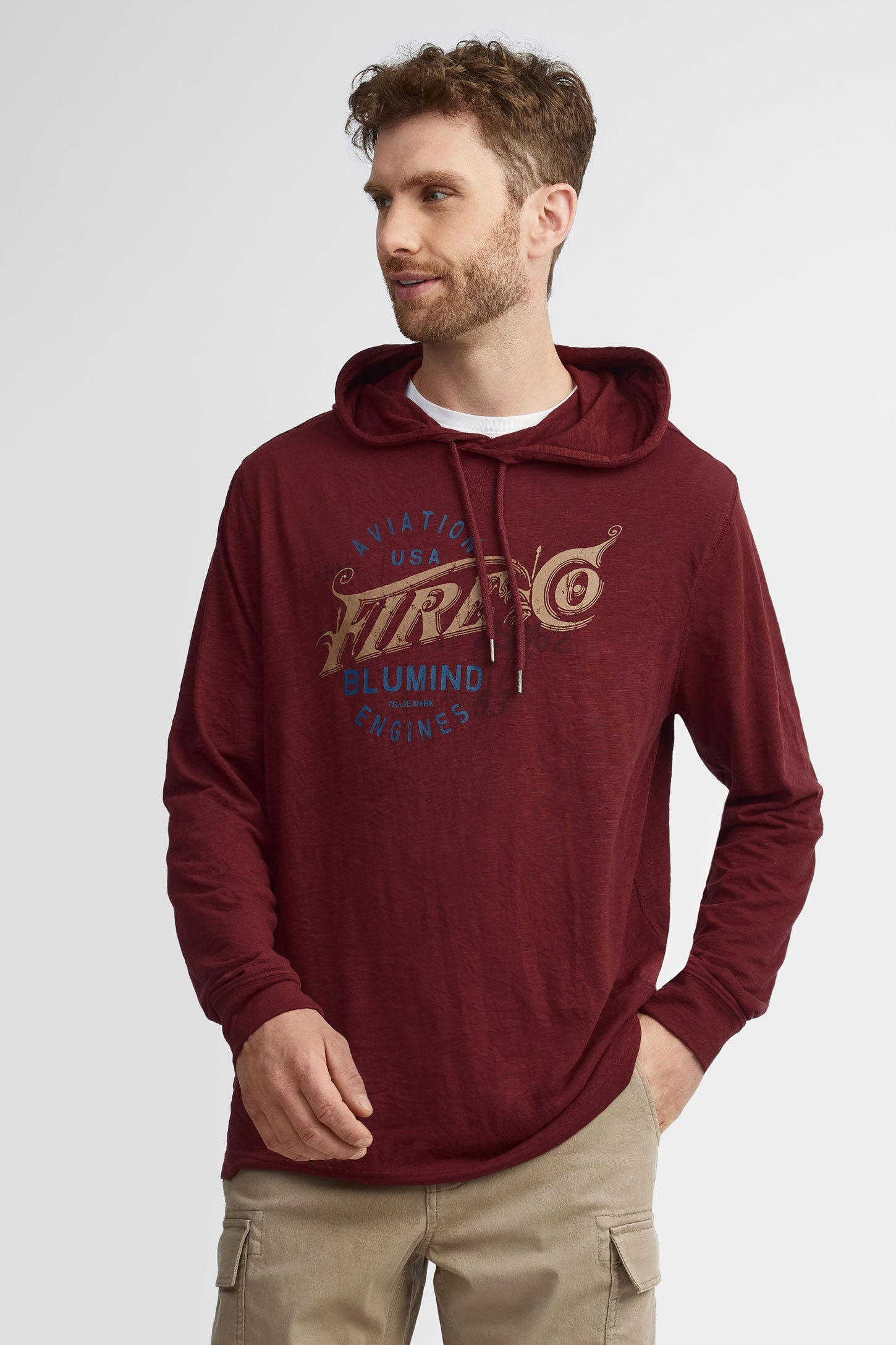 Chandail à capuchon en coton - Homme && MARRON