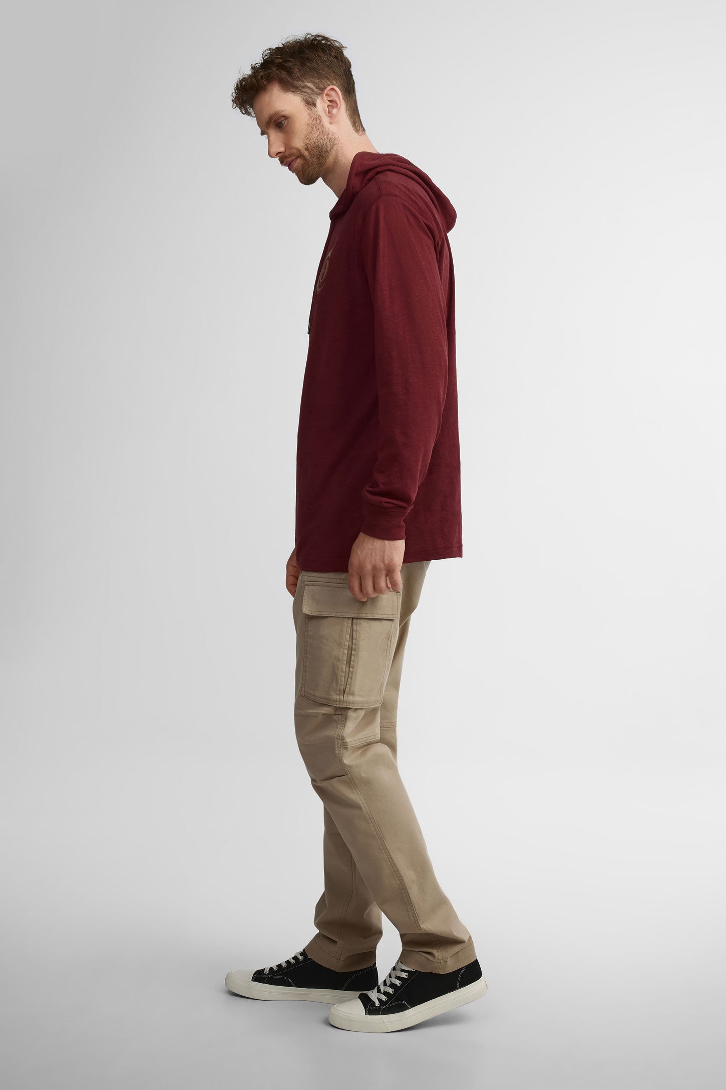 Chandail à capuchon en coton - Homme && MARRON