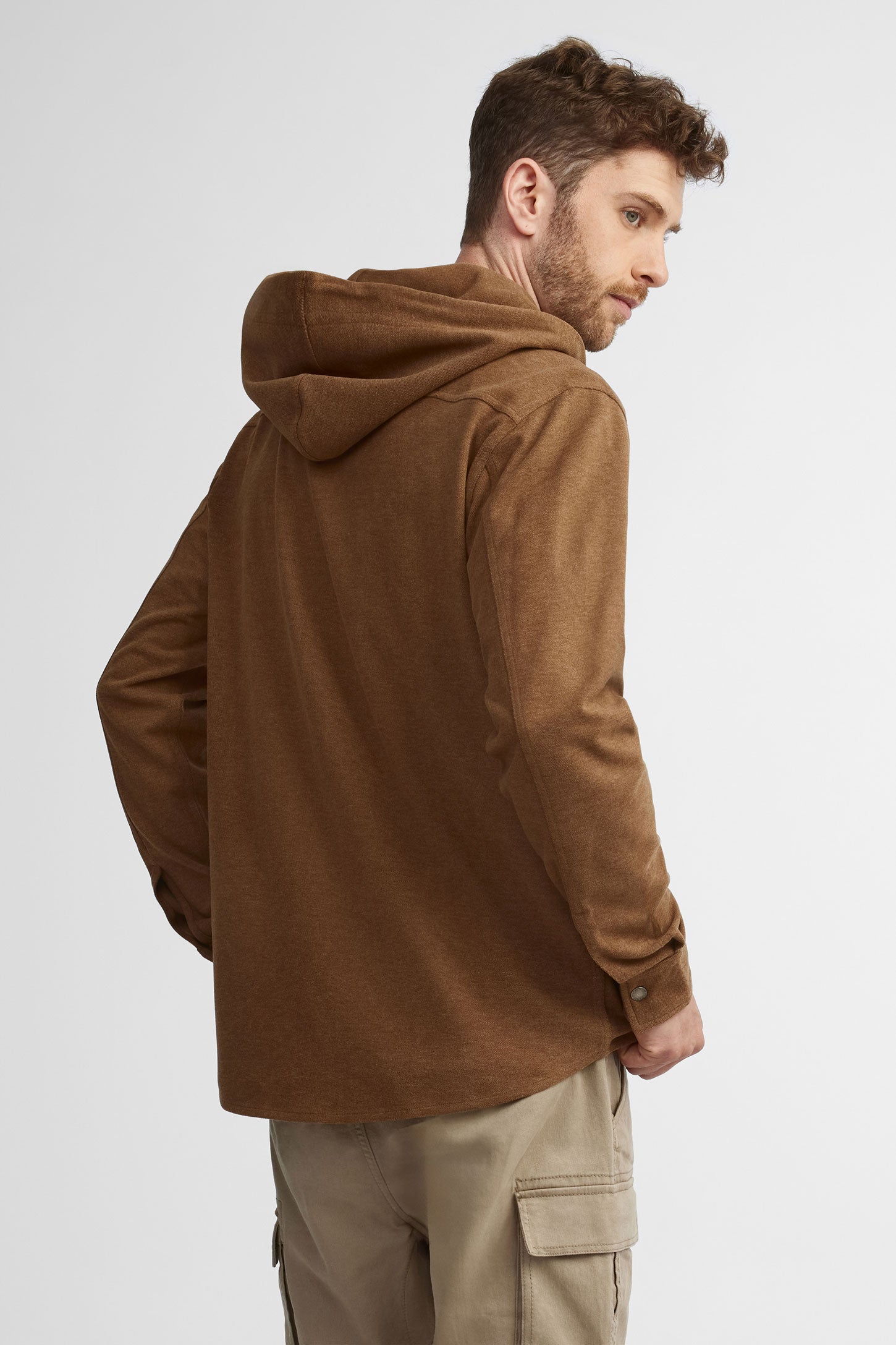 Surchemise à capuchon en twill - Homme && BRUN
