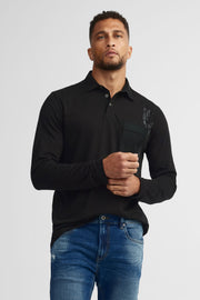 Polo manches longues coton - Homme && NOIR