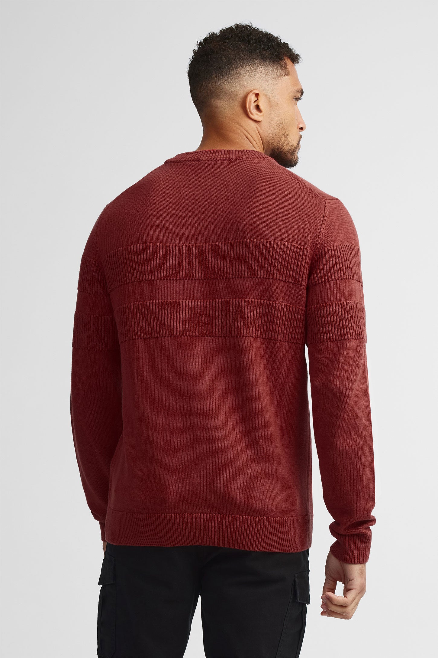 Chandail col rond tricot - Homme && ROUGE