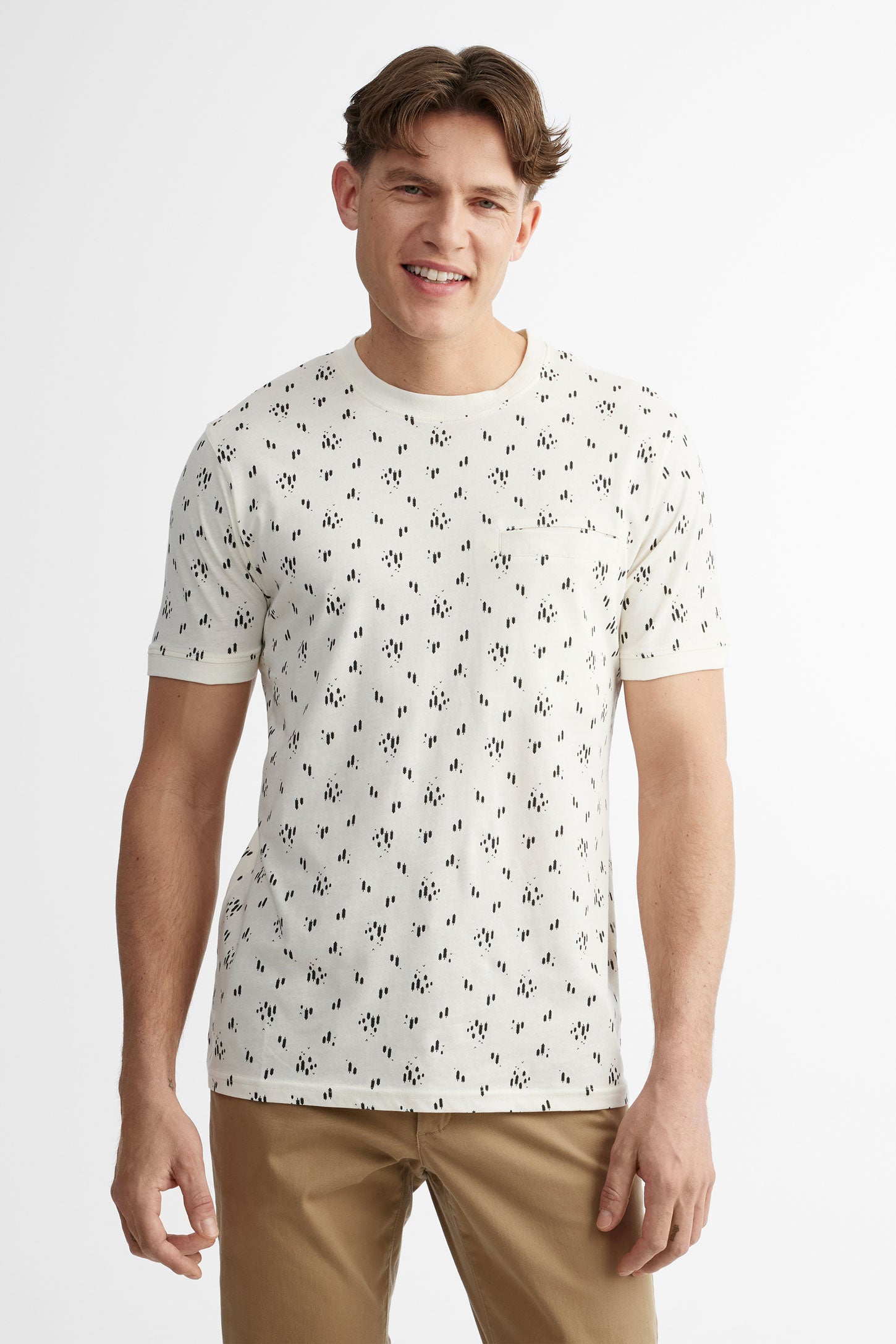 T-shirt à poche imprimé coton, 2/30$ - Homme && BLANC CASSÉ
