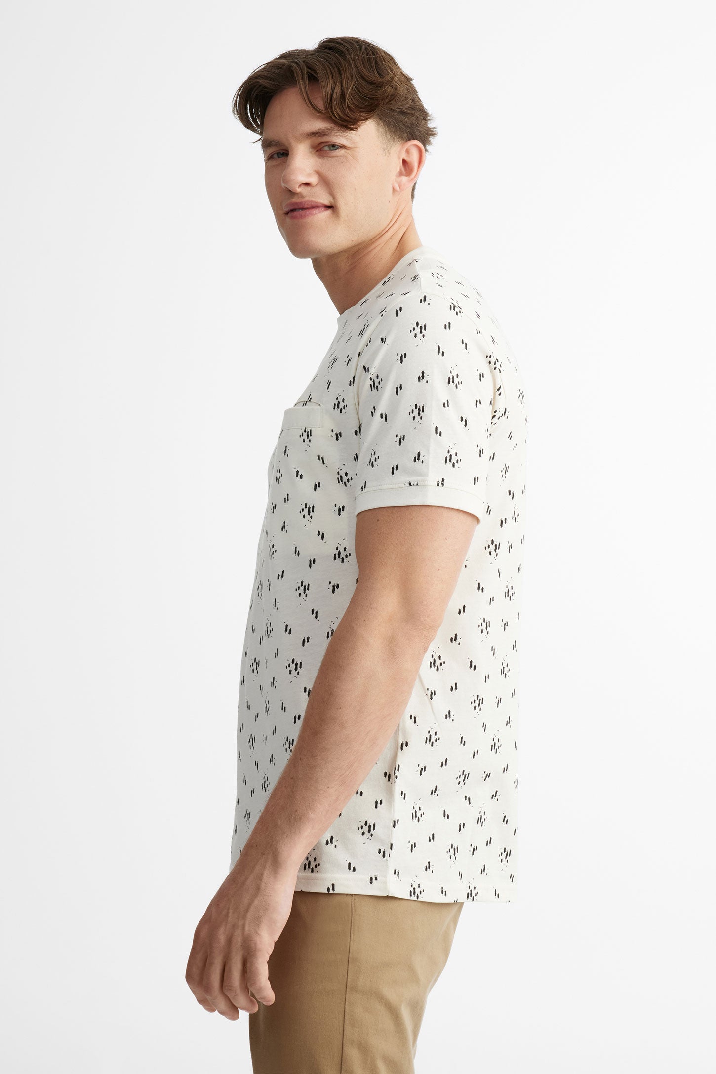 T-shirt à poche imprimé coton, 2/30$ - Homme && BLANC CASSÉ