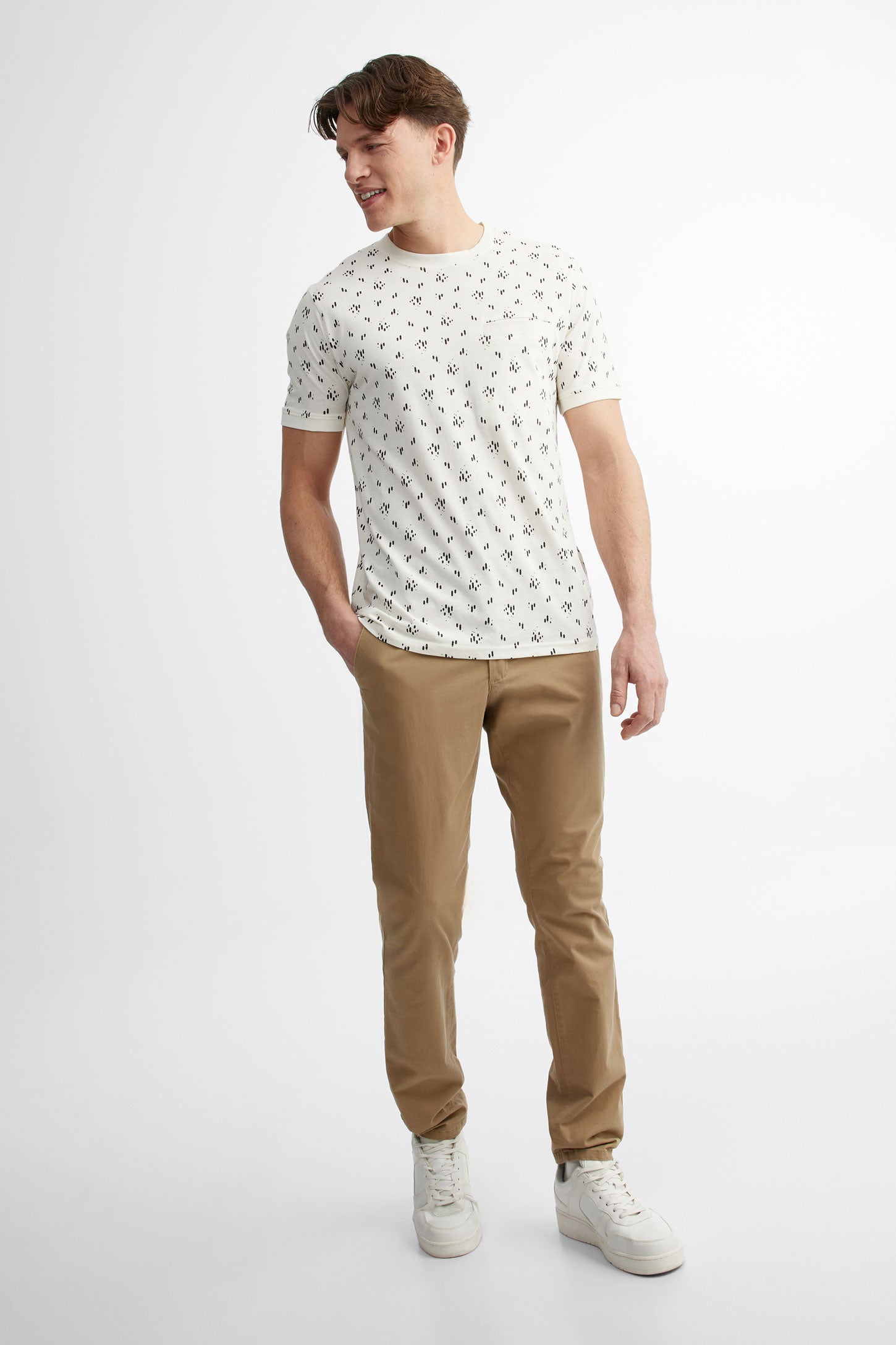 T-shirt à poche imprimé coton, 2/30$ - Homme && BLANC CASSÉ