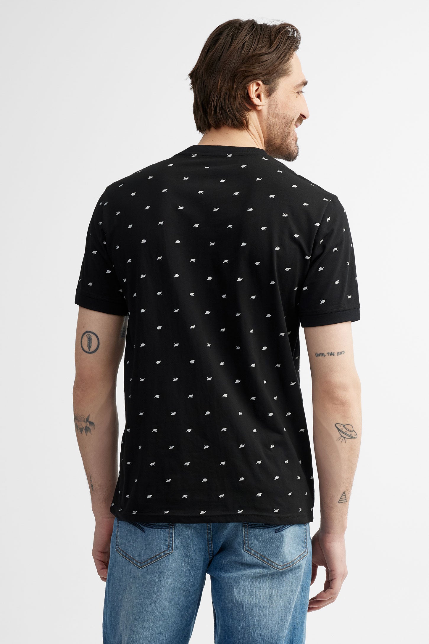 T-shirt à poche imprimé coton, 2/30$ - Homme && NOIR/MULTI