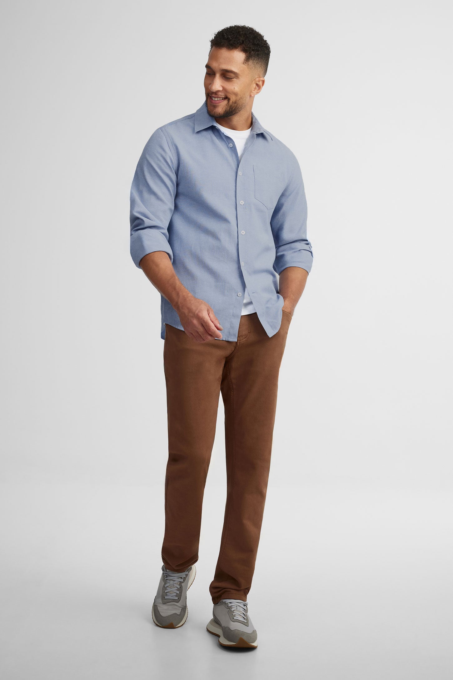 Chemise coupe régulière coton - Homme && BLEU