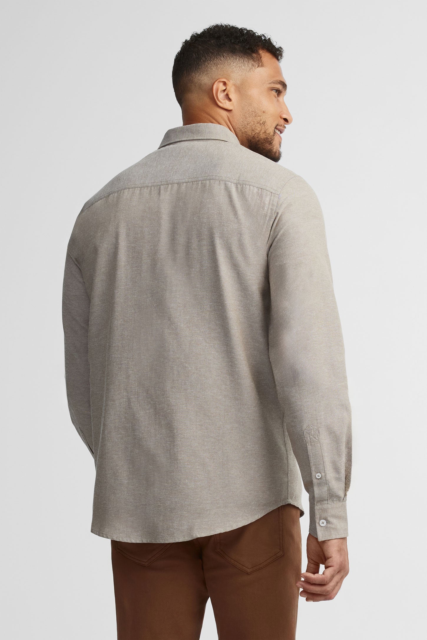 Chemise coupe régulière coton - Homme && TAUPE