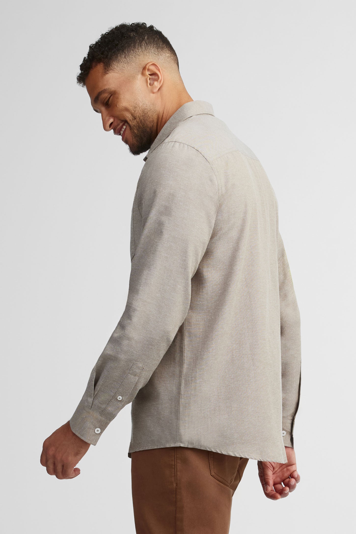 Chemise coupe régulière coton - Homme && TAUPE