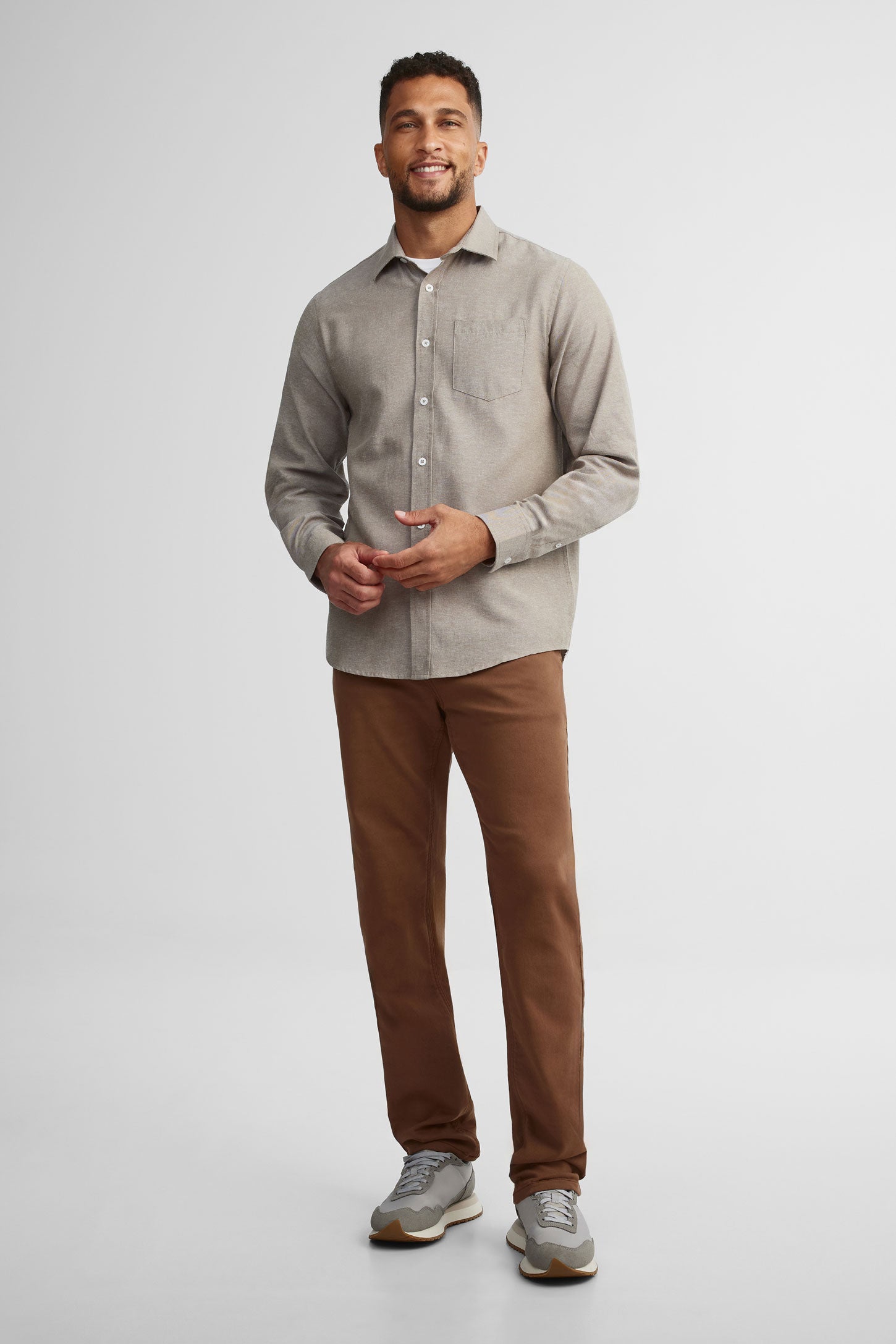 Chemise coupe régulière coton - Homme && TAUPE
