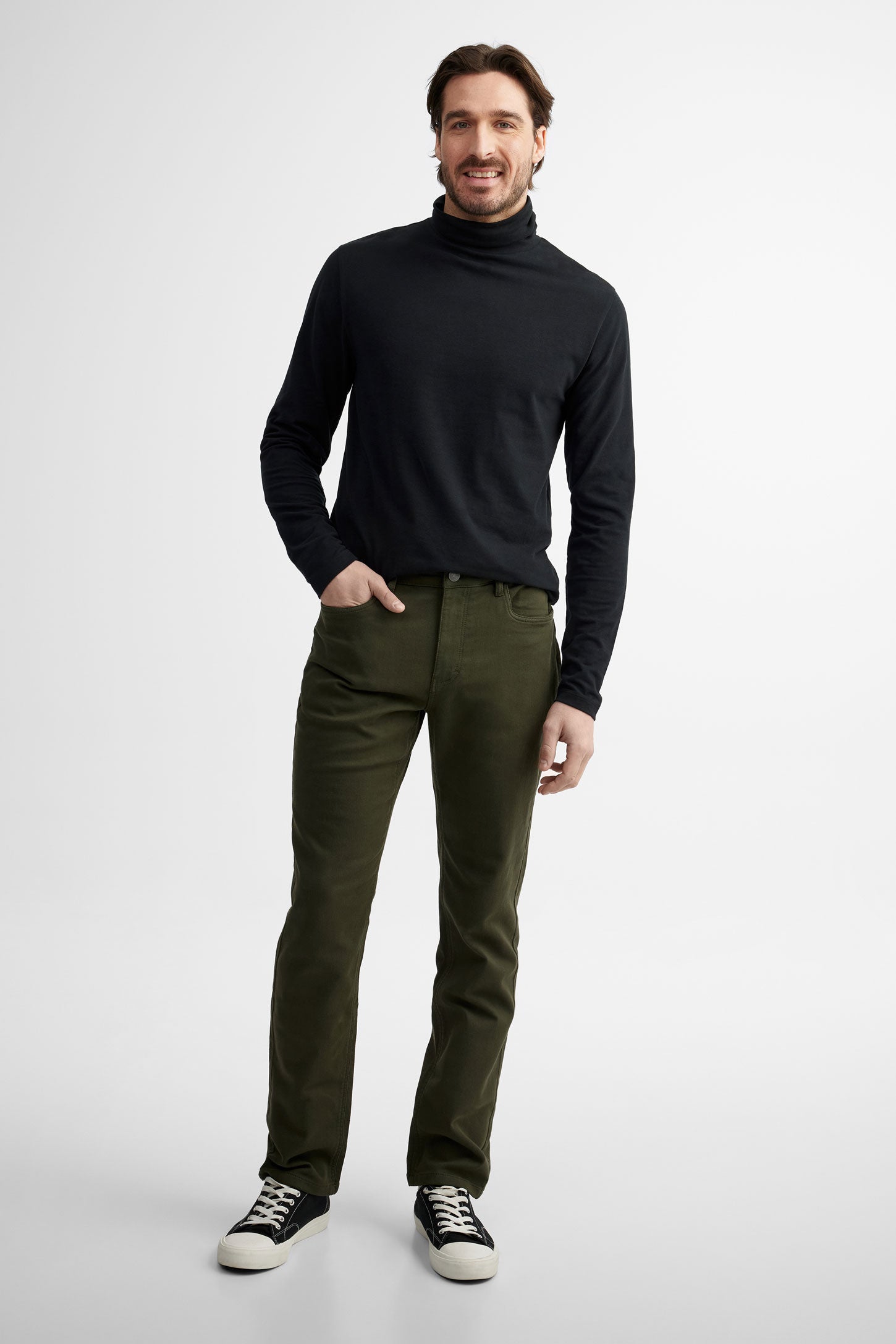 Pantalon 5 poches coupe droite en twill - Homme && KAKI