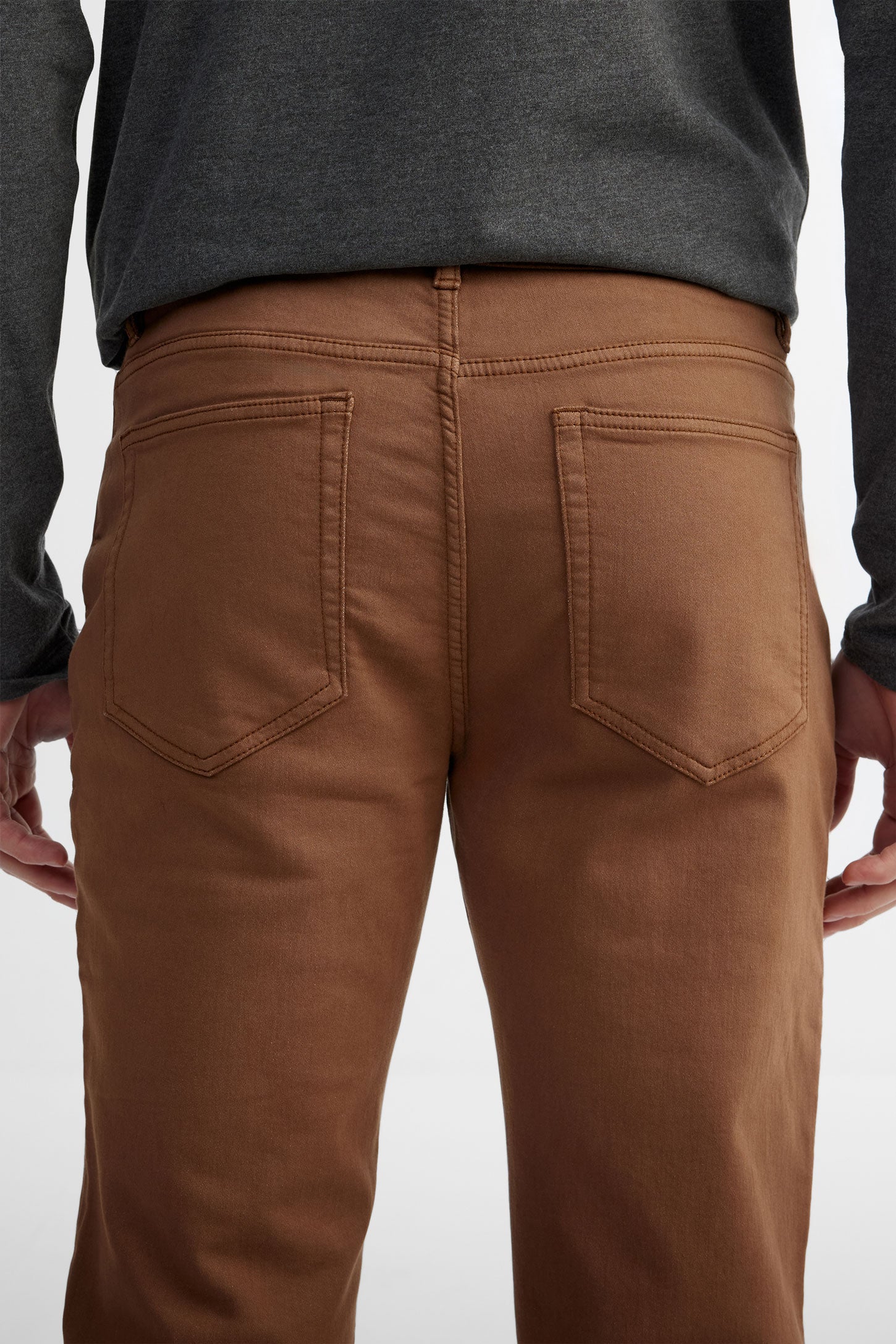 Pantalon 5 poches coupe droite en twill - Homme && CHAMEAU
