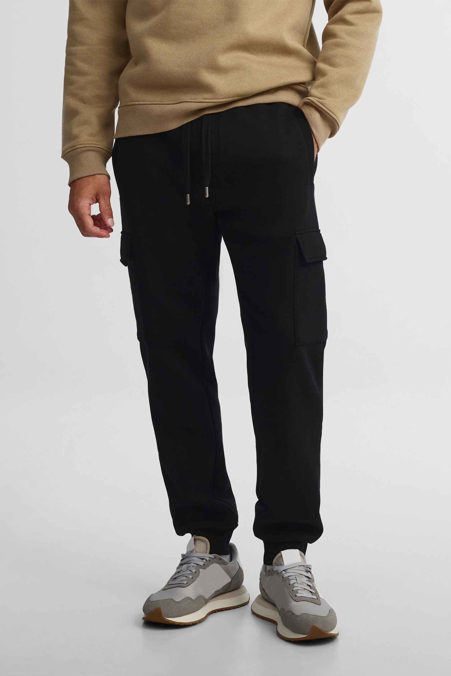 Pantalon jogger cargo coton ouaté - Homme && NOIR