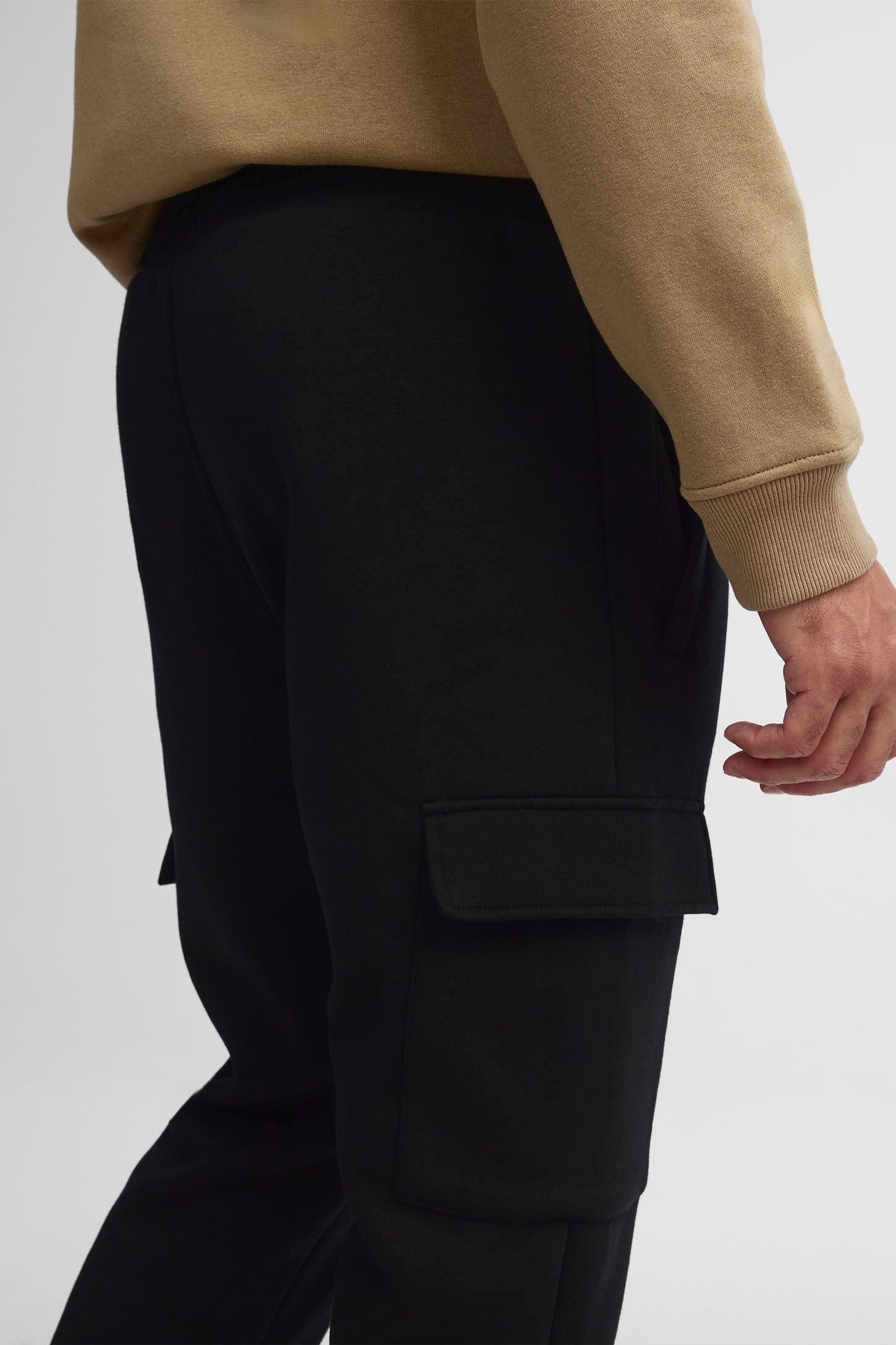 Pantalon jogger cargo coton ouaté - Homme && NOIR