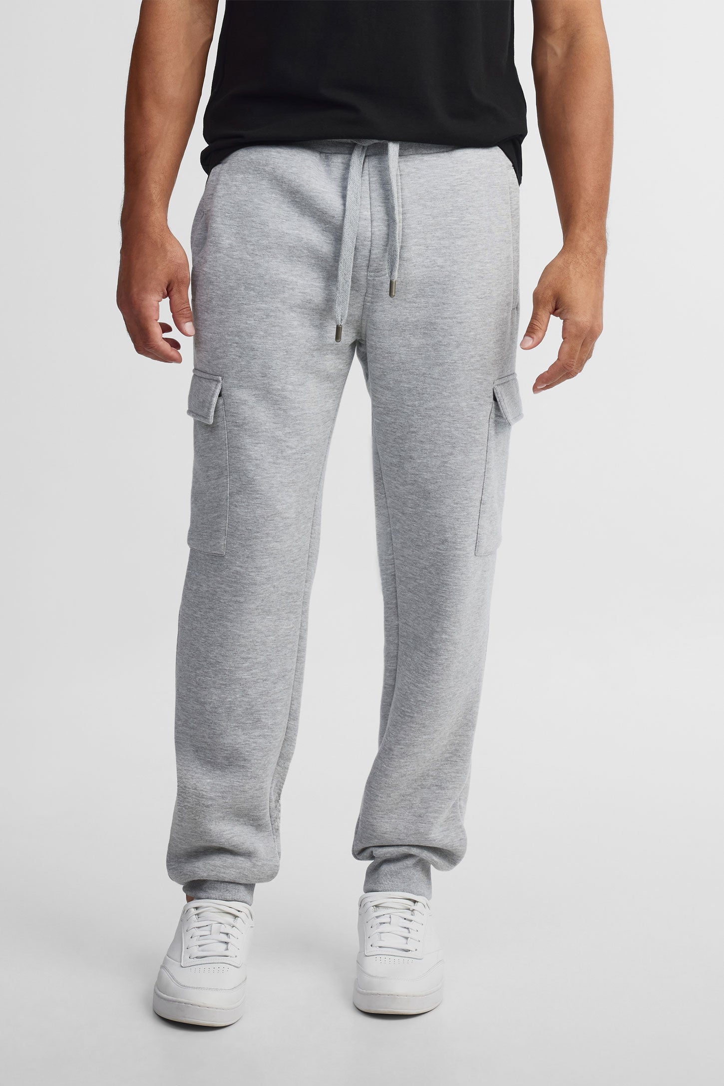 Pantalon jogger cargo coton ouaté - Homme && GRIS MIXTE