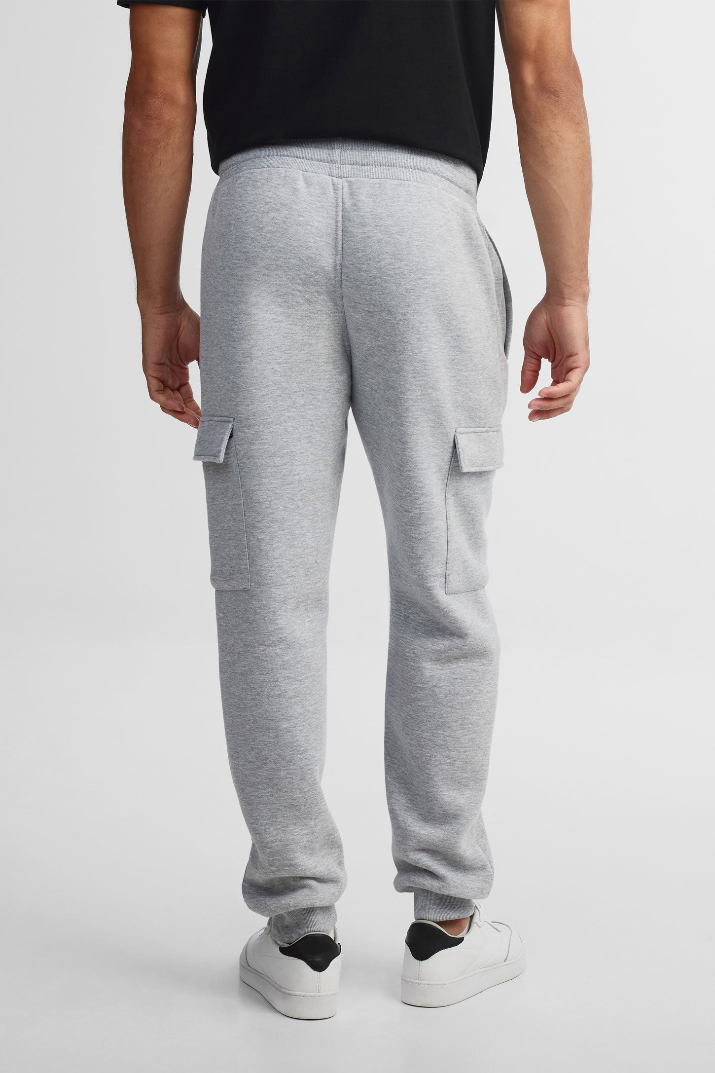 Pantalon jogger cargo coton ouaté - Homme && GRIS MIXTE