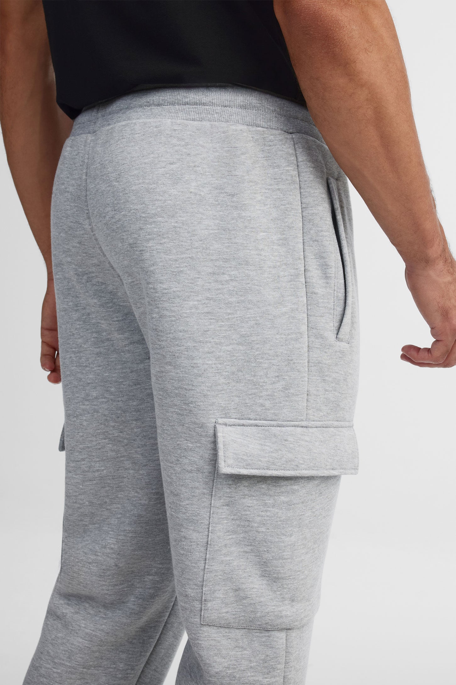 Pantalon jogger cargo coton ouaté - Homme && GRIS MIXTE