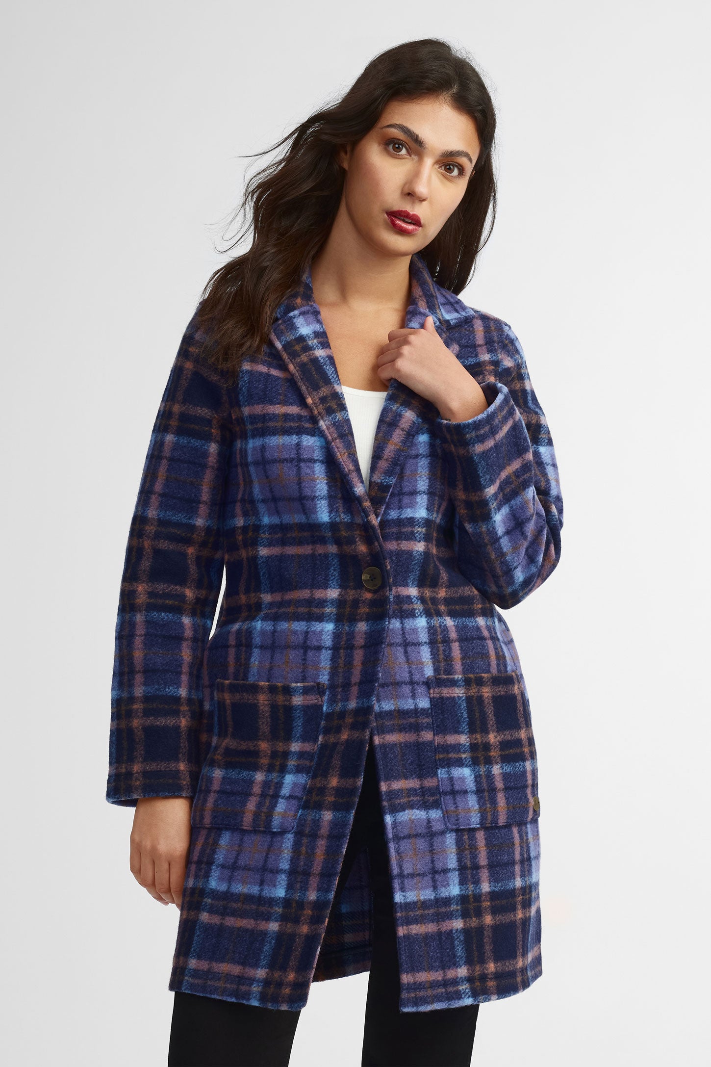 Blue plaid jacket womens hotsell