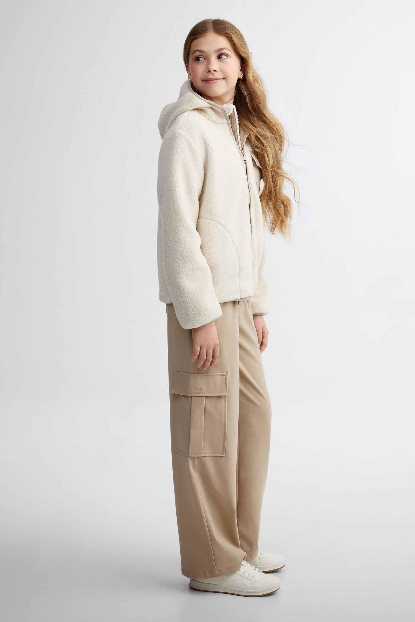 Manteau en sherpa doublé - Ado fille && OATMEAL