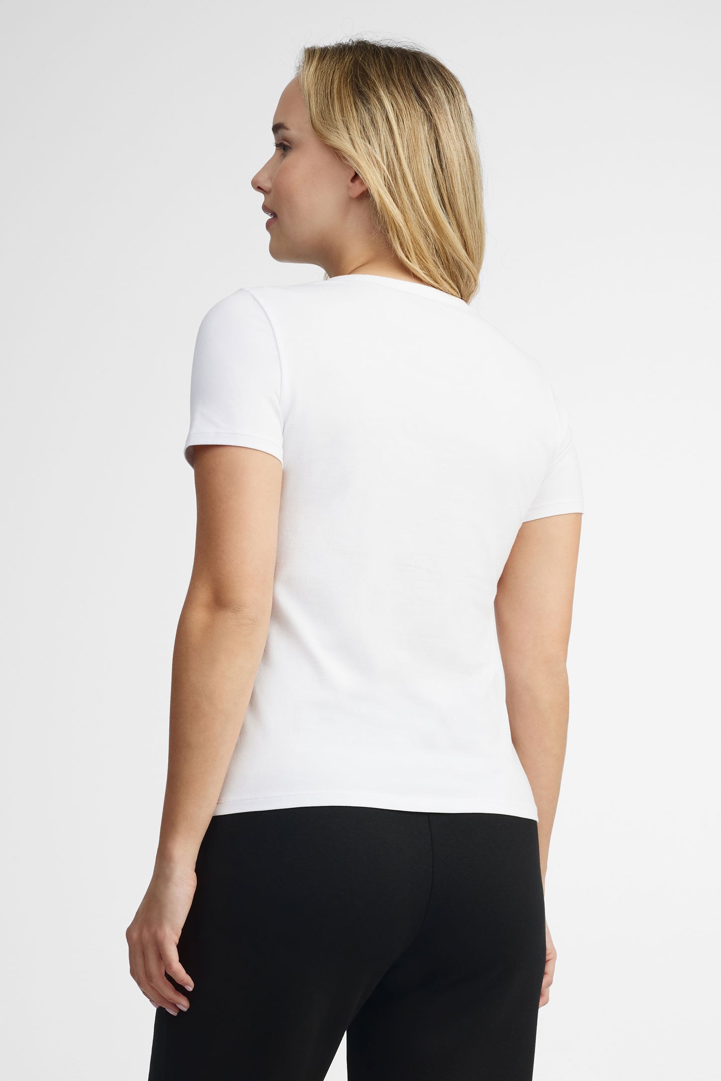 T-shirt col rond coton - Femme && BLANC
