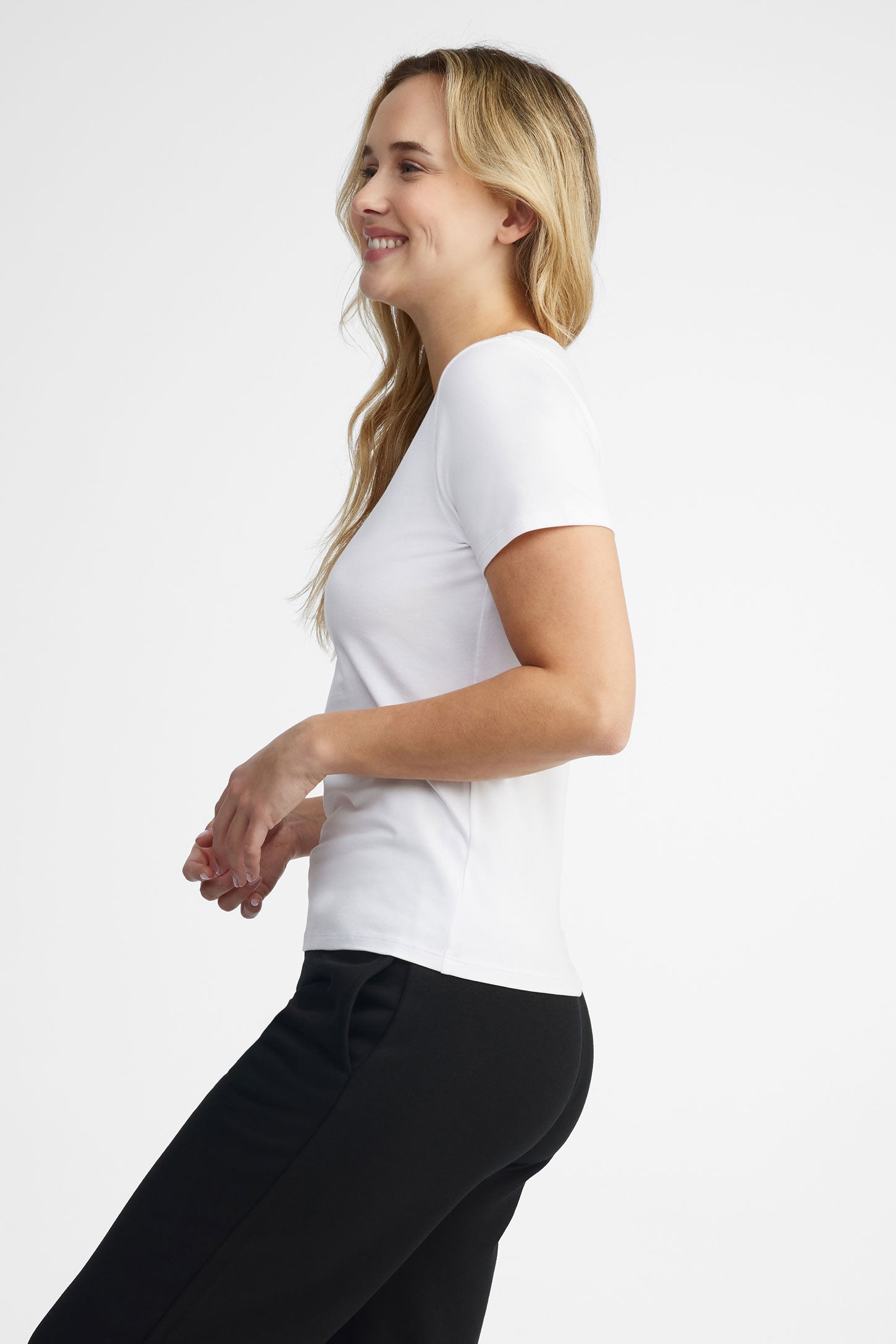 T-shirt col rond coton - Femme && BLANC