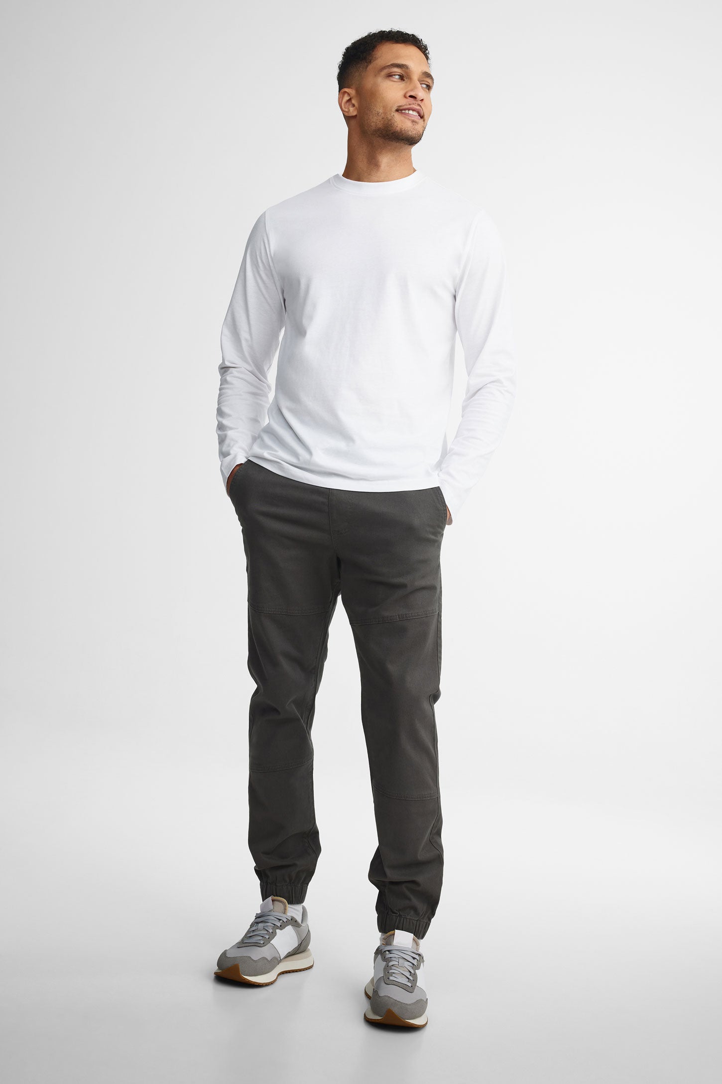 Pantalon jogger en twill - Homme && GRIS FONCE
