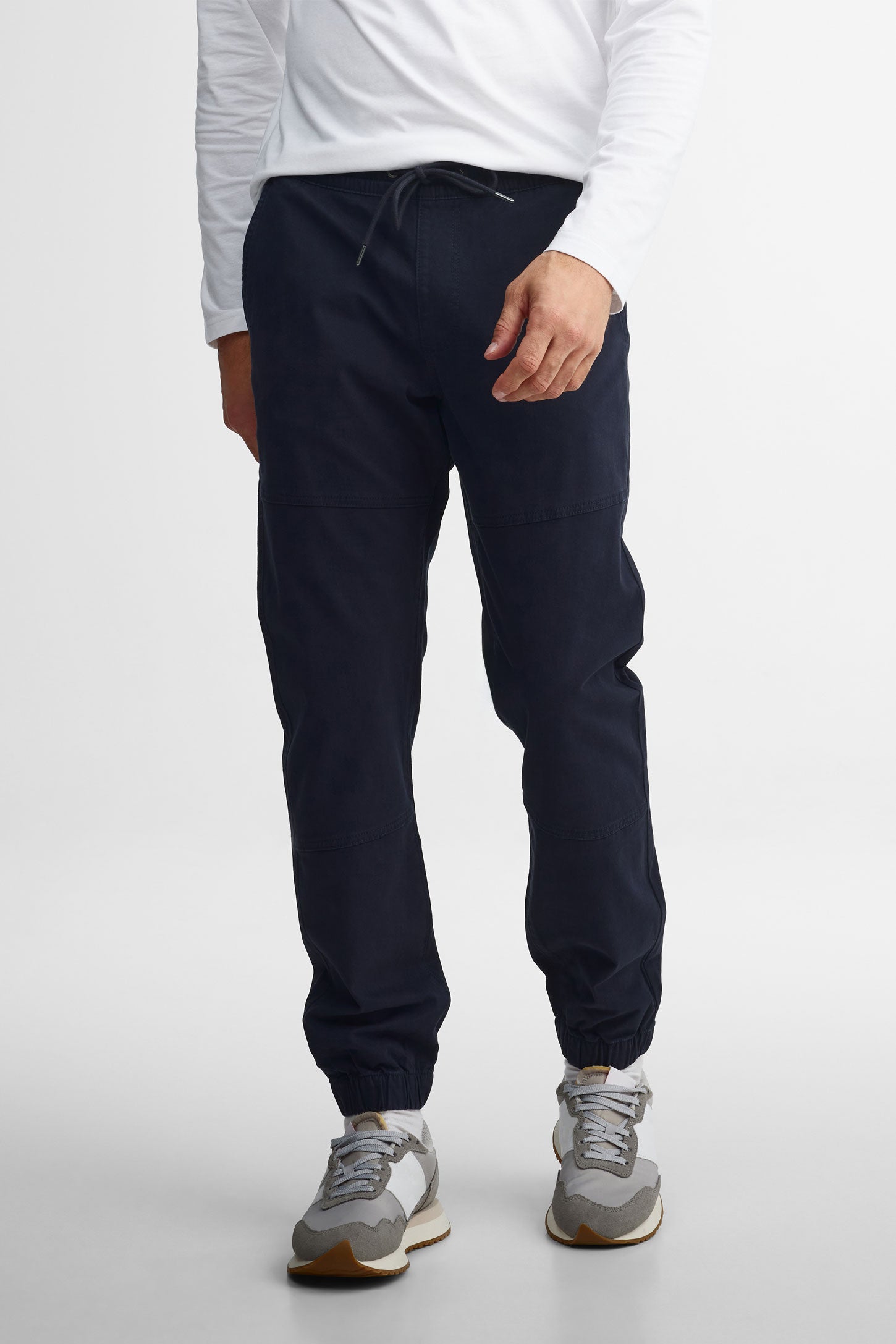 Pantalon jogger en twill - Homme && BLEU MARINE