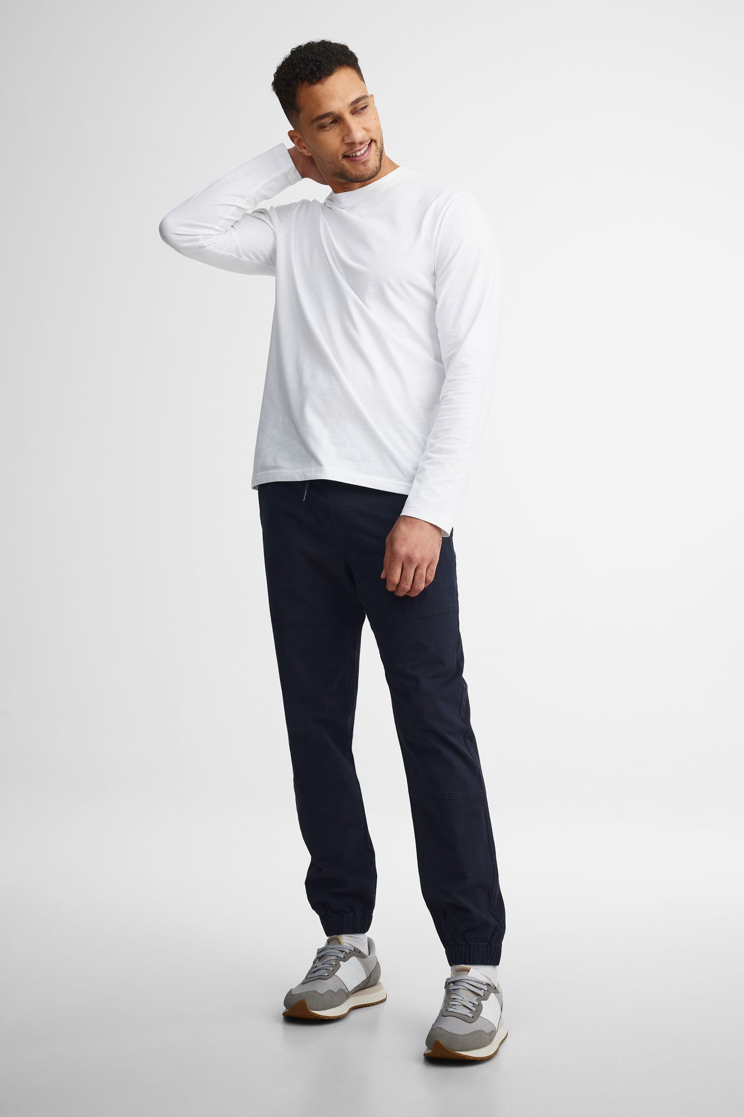 Pantalon jogger en twill - Homme && BLEU MARINE