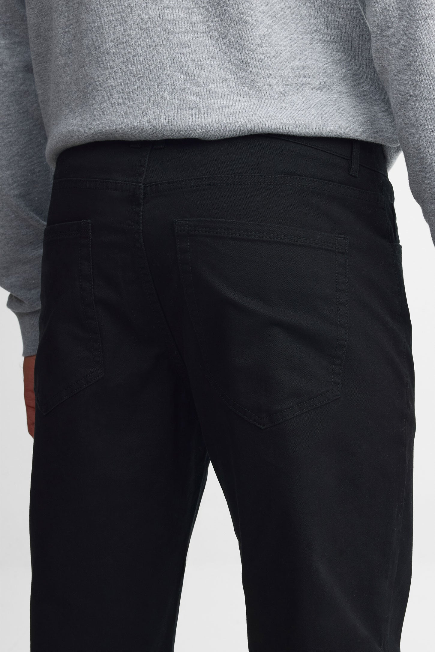 Pantalon 5 poches en twill coupe ajustée - Homme && NOIR