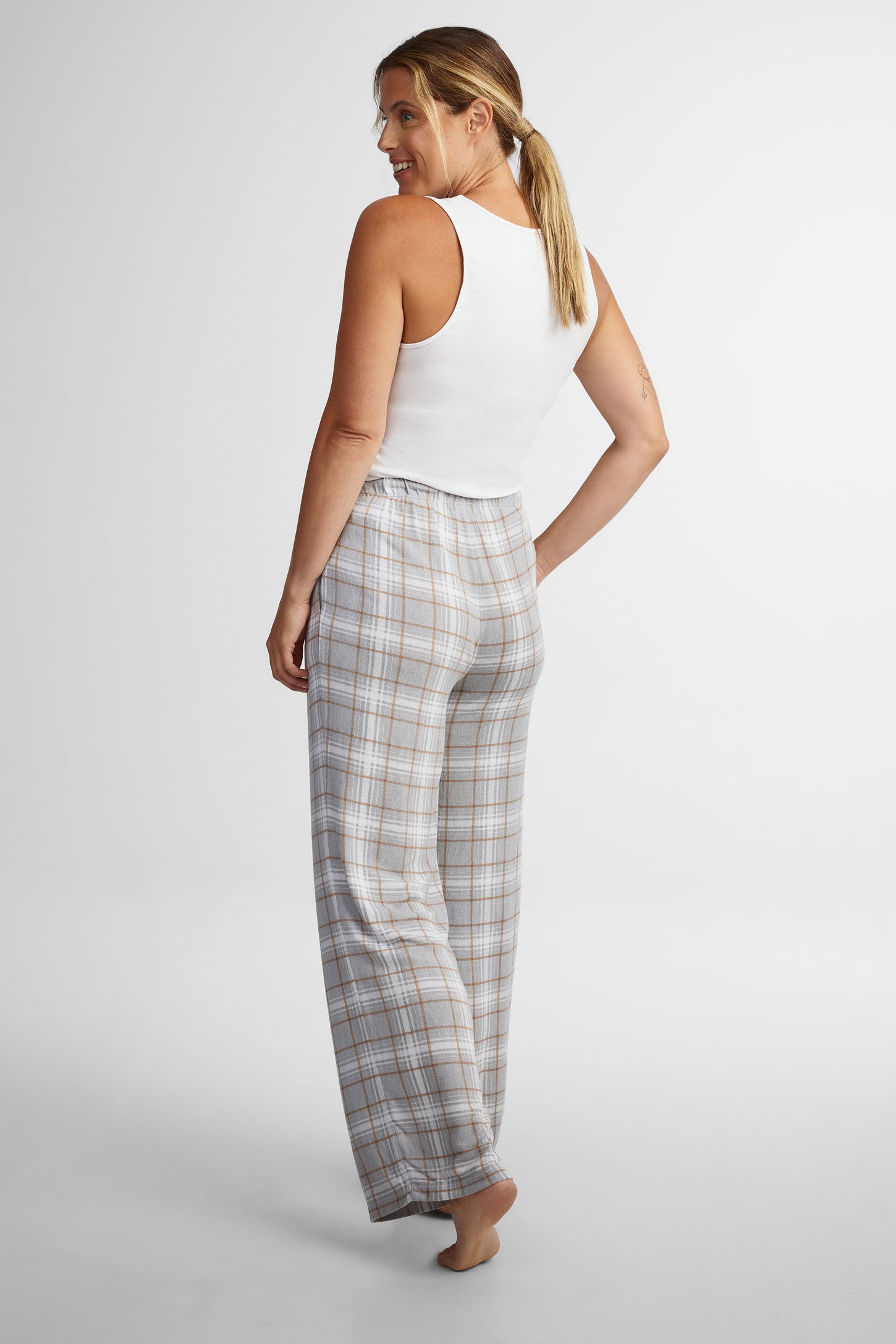 Pantalon pyjama tricot brossé - Femme && GRIS MULTI