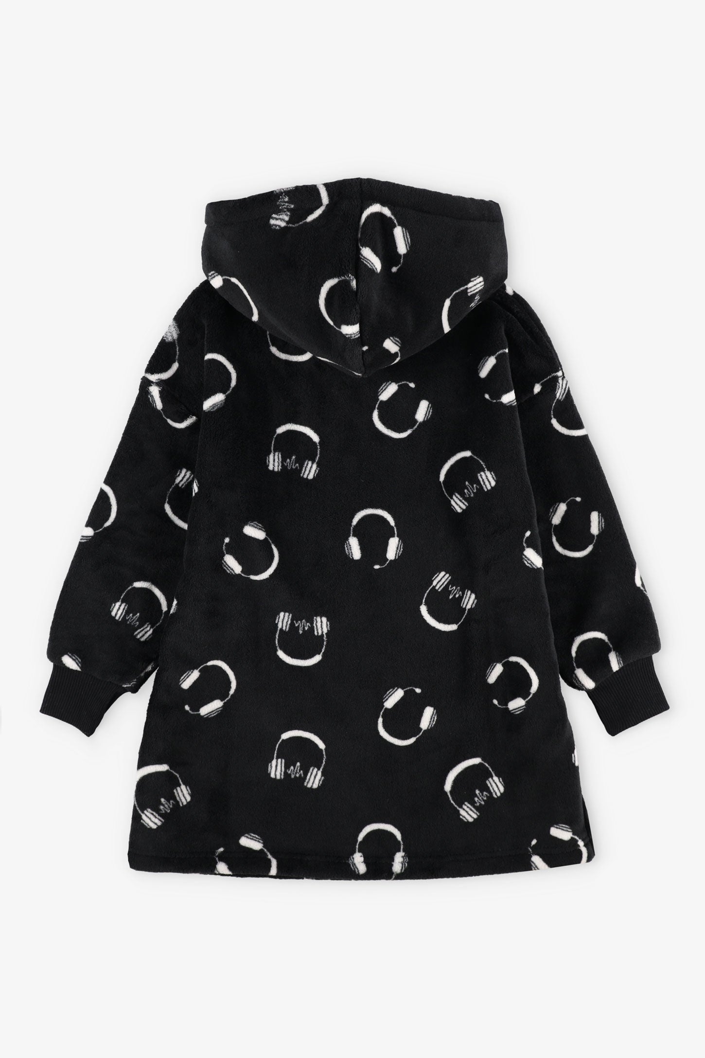 Robe de chambre à capuchon en peluche - Enfant garçon && NOIR/MULTI