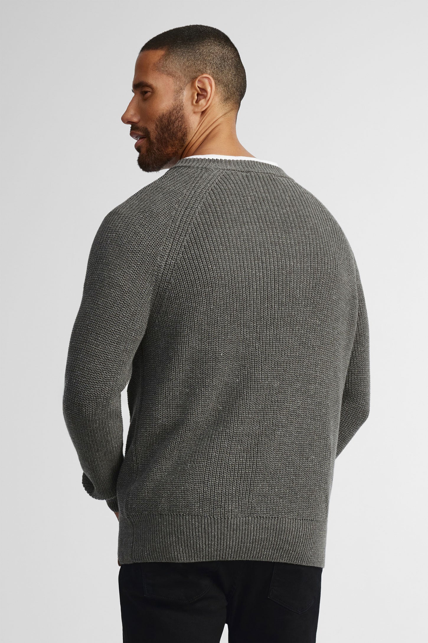 Chandail tricot col rond - Homme && GRIS MIXTE