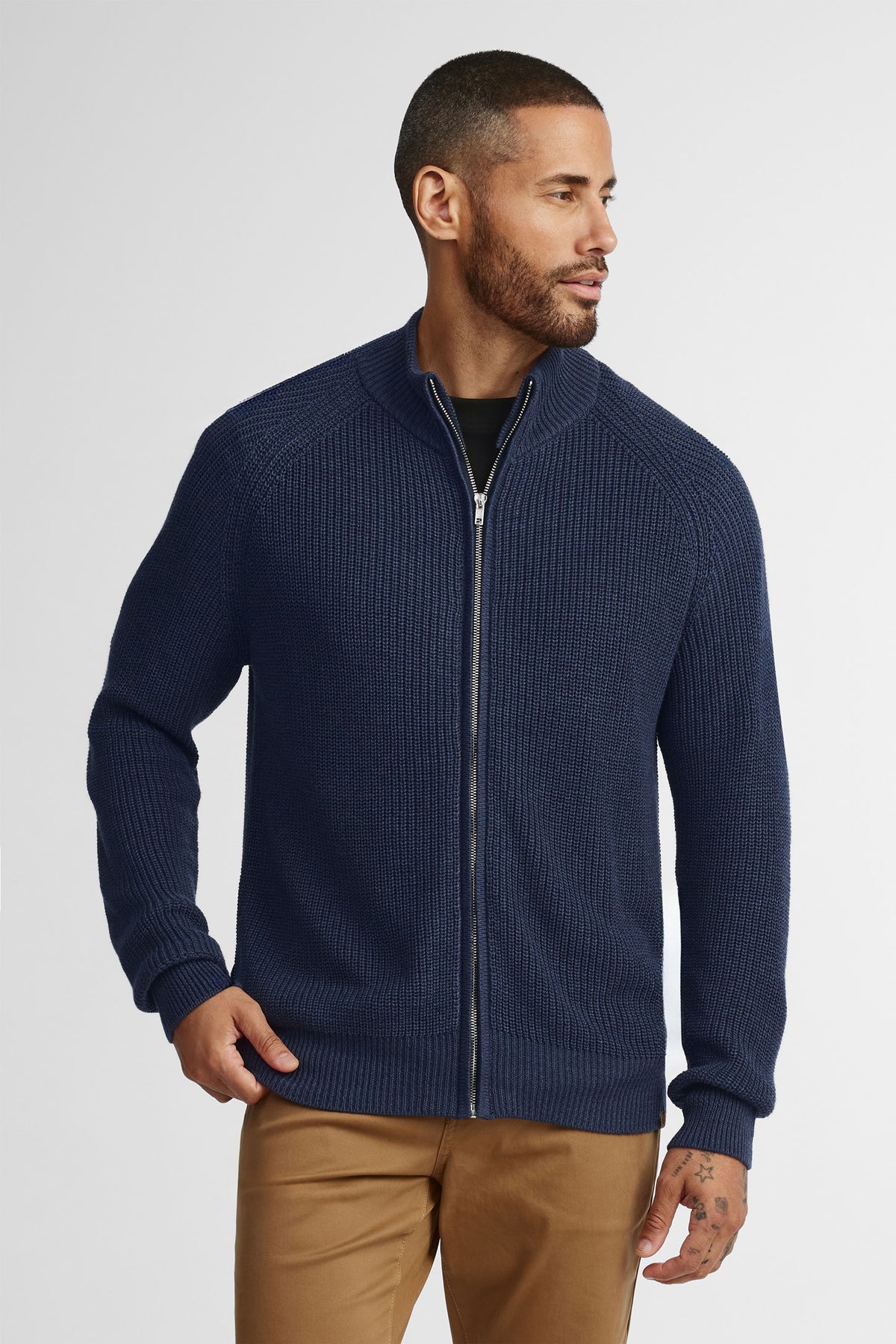 Cardigan Homme Col Montant Slim Fit – Veste En Tricot à Fermeture éclair, Style Business Casual, Confortable Pour Toutes Occasions