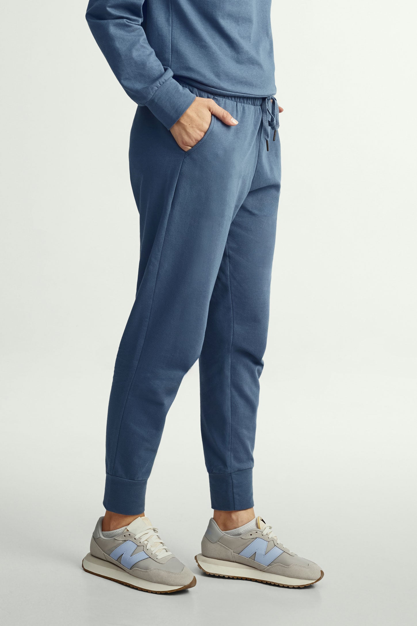 Pantalon jogger coton ouaté - Femme && BLEU