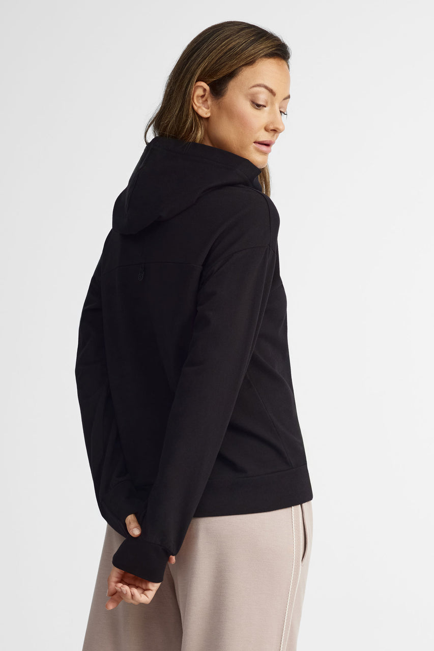 Chandail à capuchon en coton - Femme && NOIR