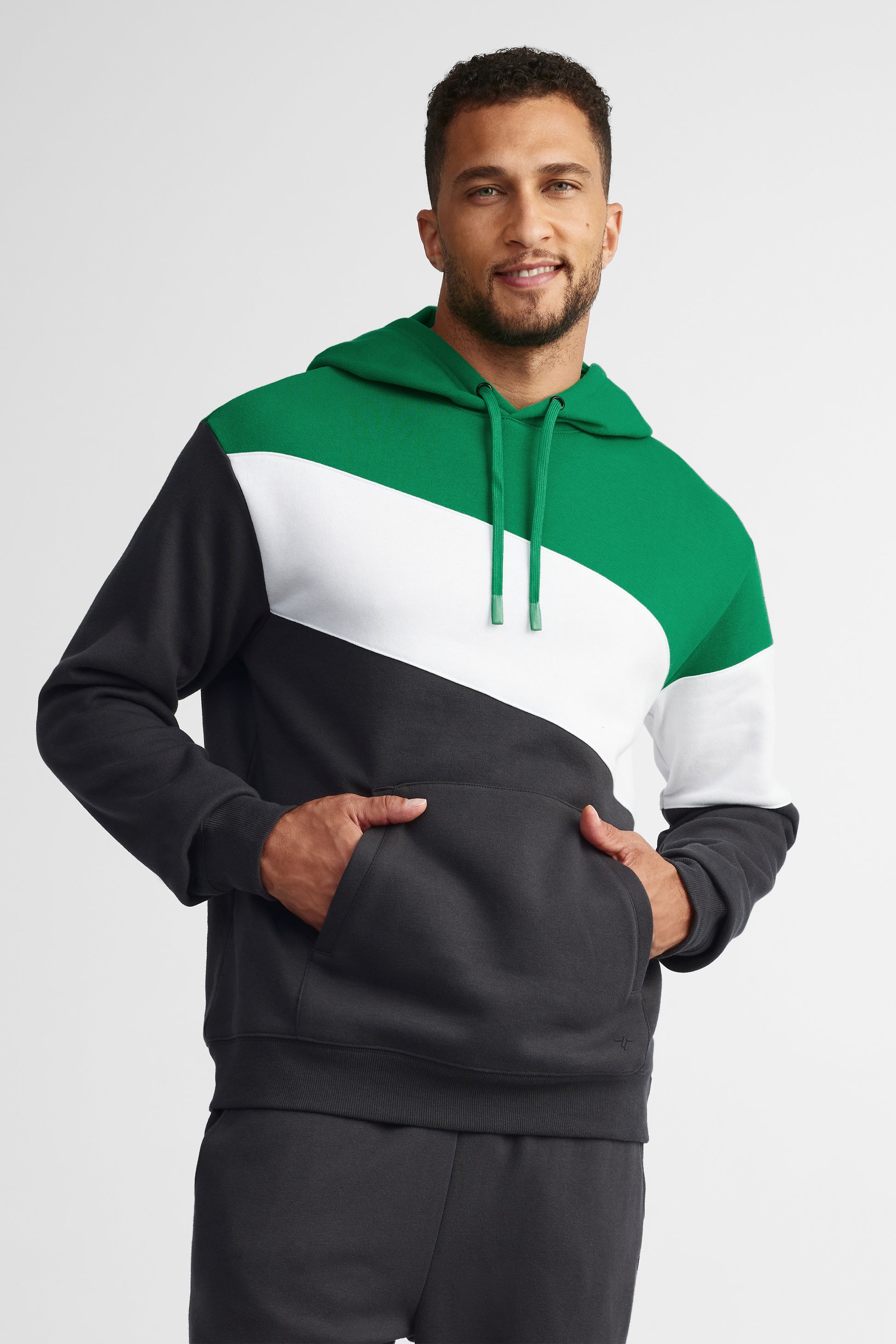 Chandail à capuchon coton ouaté - Homme && VERT