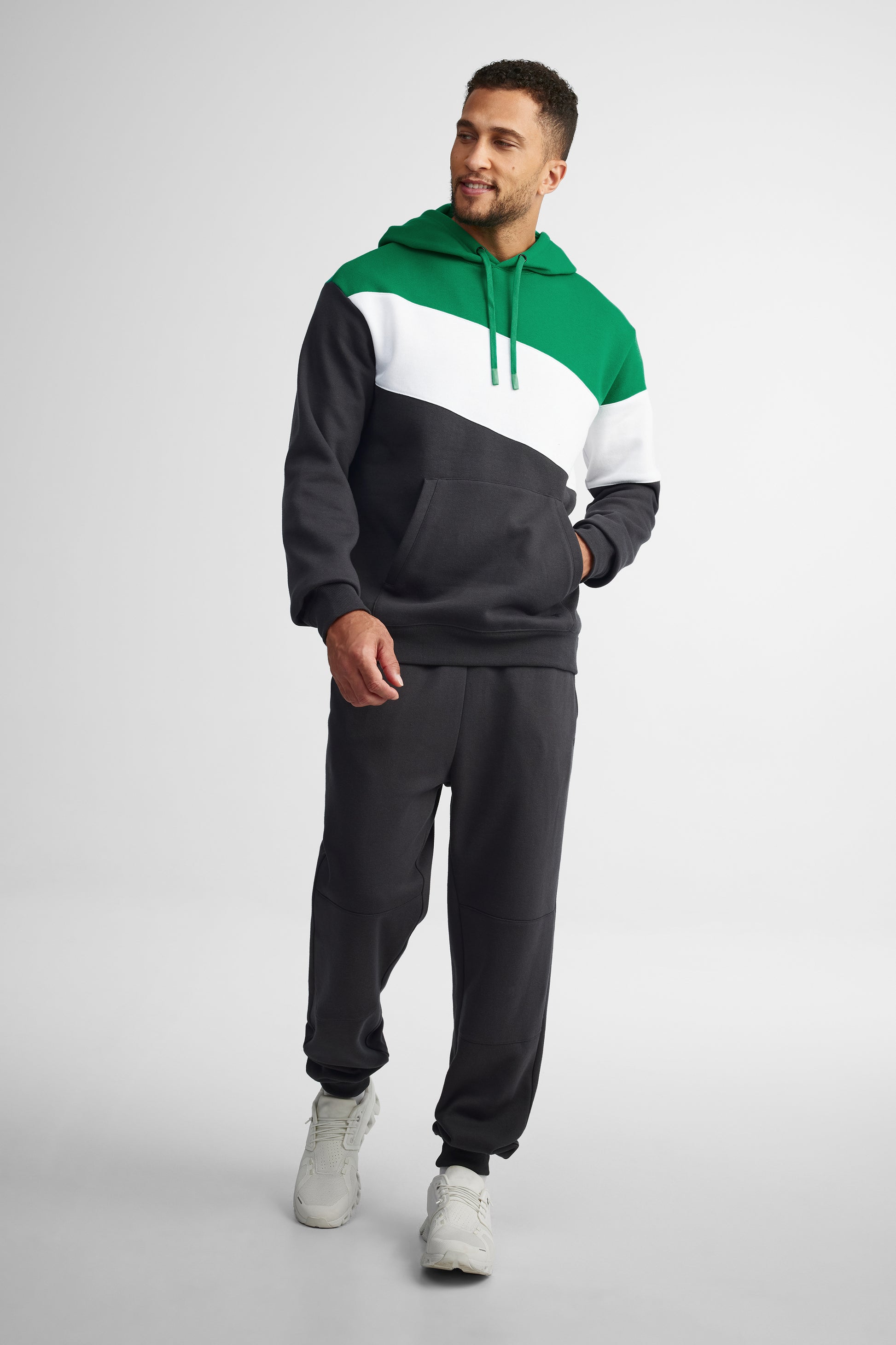 Chandail à capuchon coton ouaté - Homme && VERT