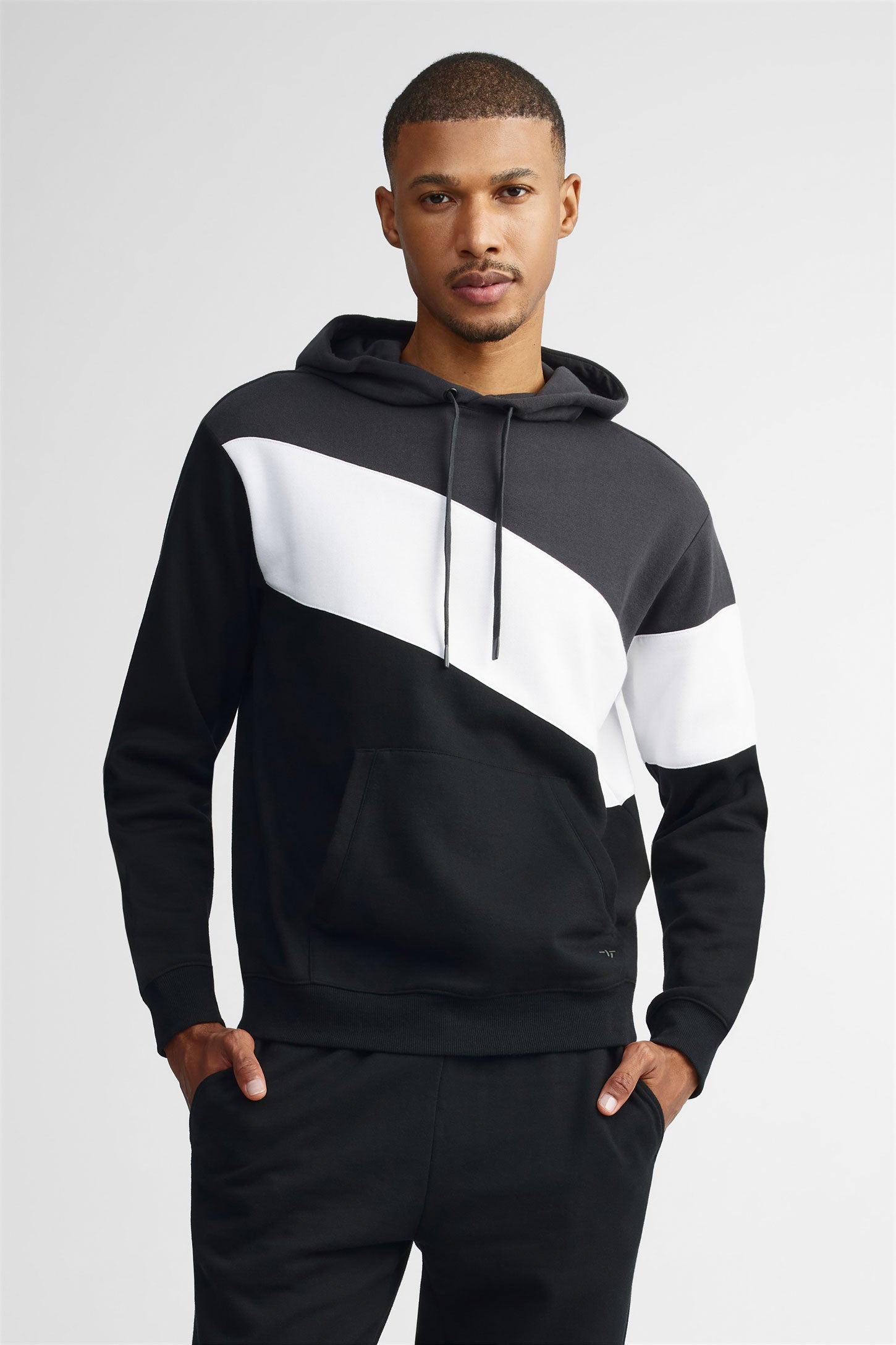 Chandail à capuchon coton ouaté - Homme && GRIS FONCE