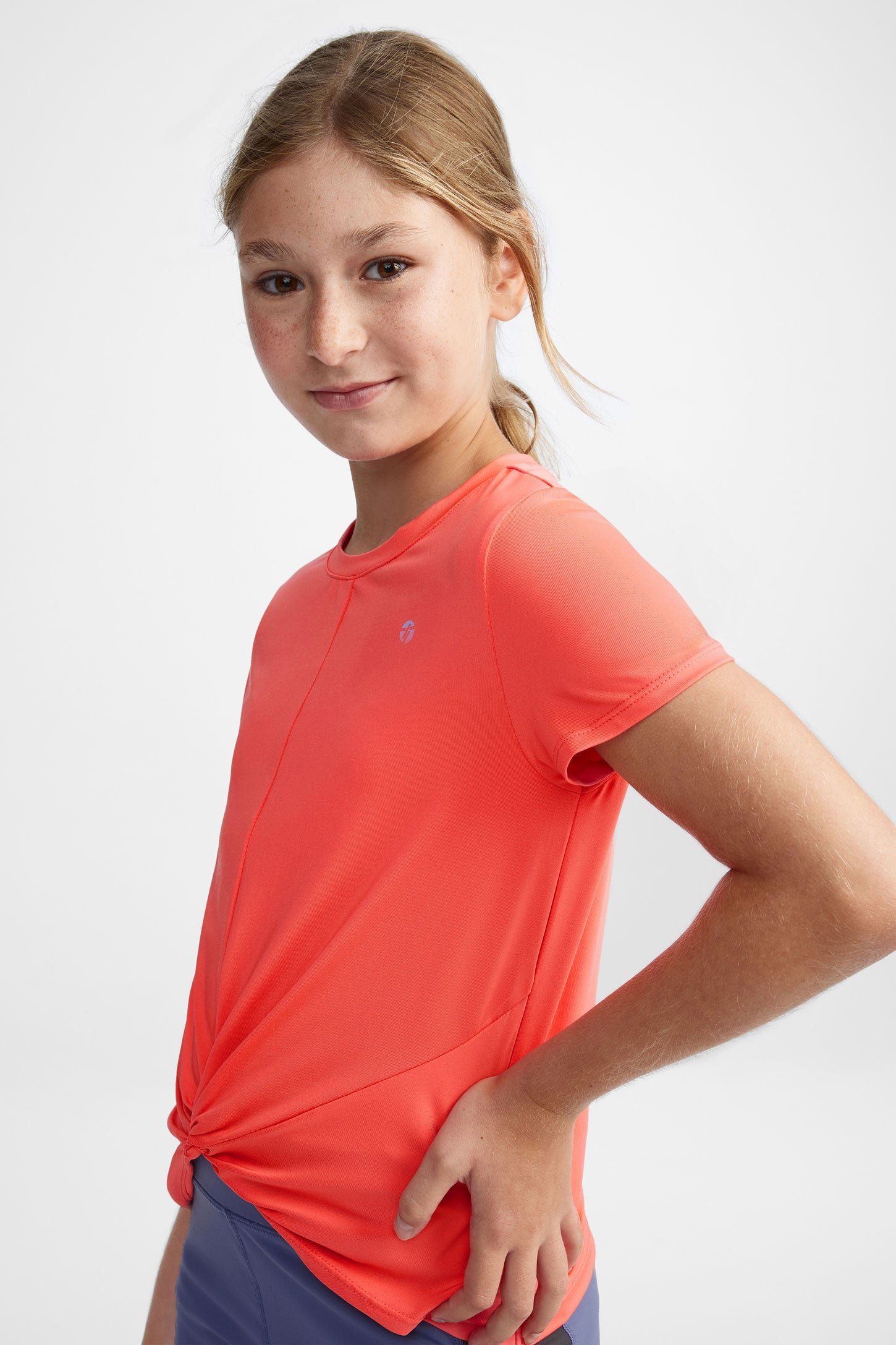 T-shirt noué athlétique - Ado fille && CORAIL