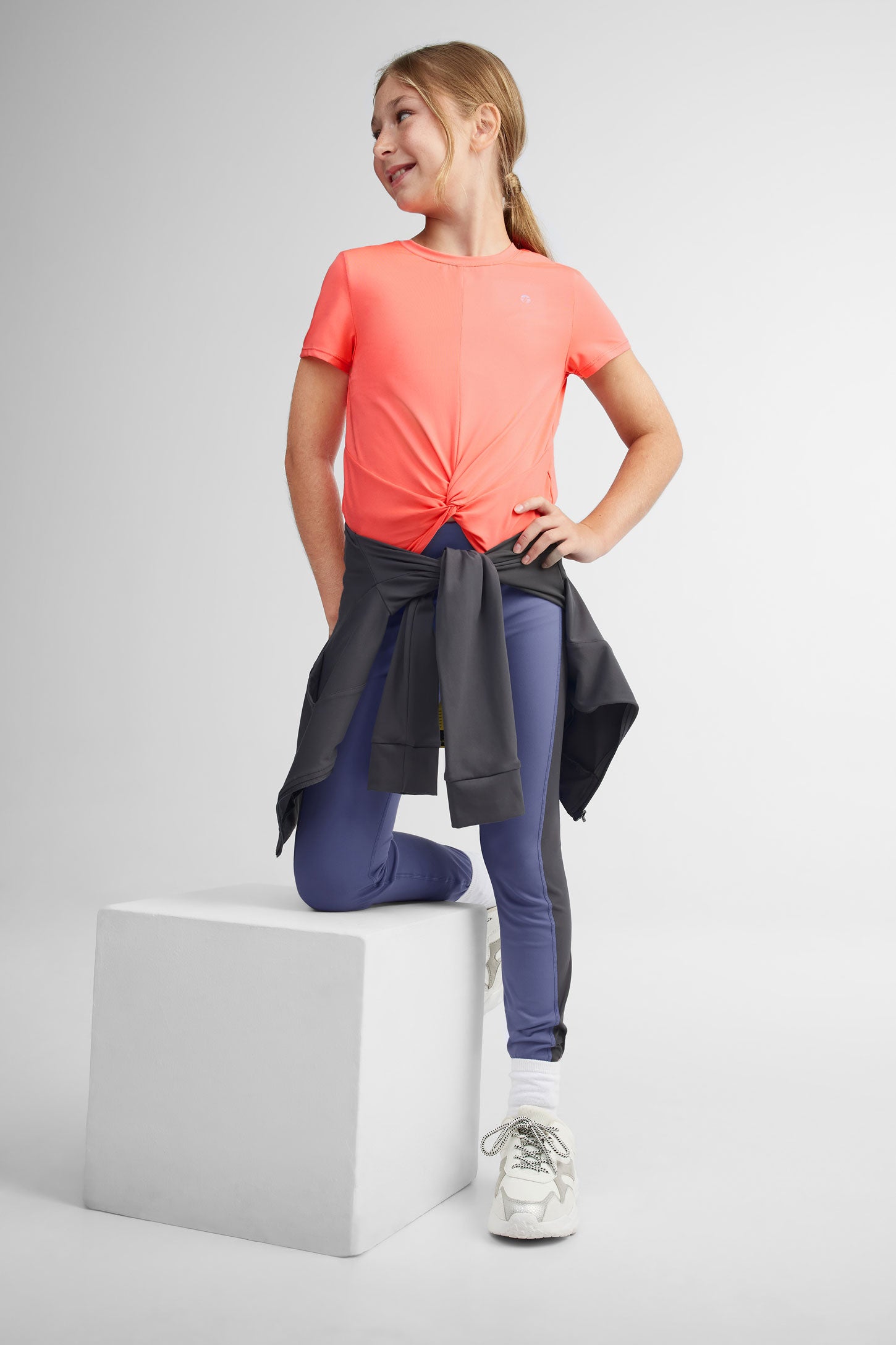 T-shirt noué athlétique - Ado fille && CORAIL