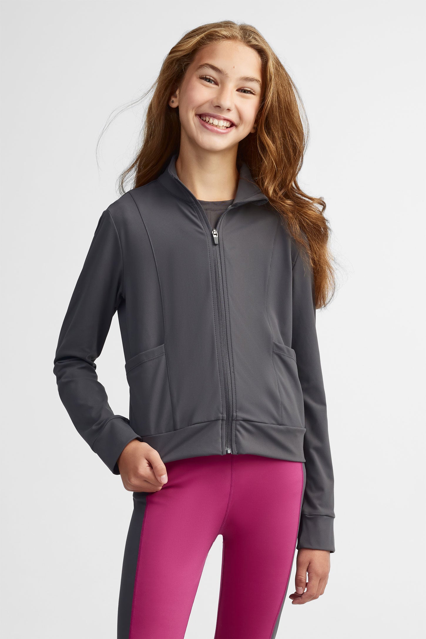Veste athlétique extensible - Ado fille && GRIS FONCE