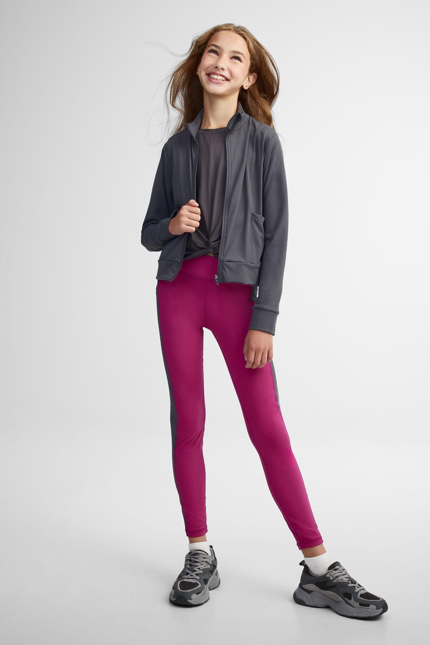 Veste athlétique extensible - Ado fille && GRIS FONCE