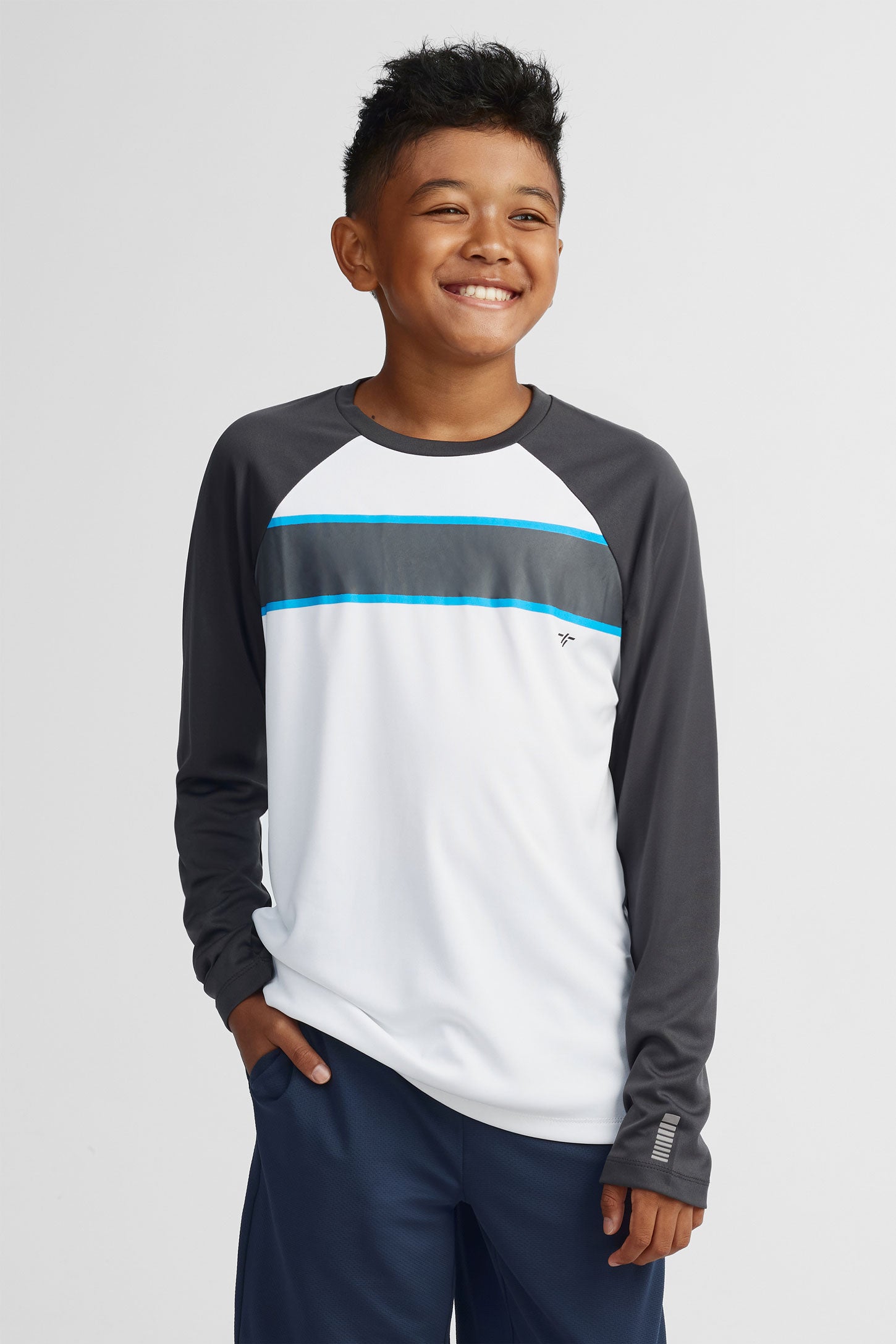 Chandail manches longues athlétique - Ado garçon && BLANC