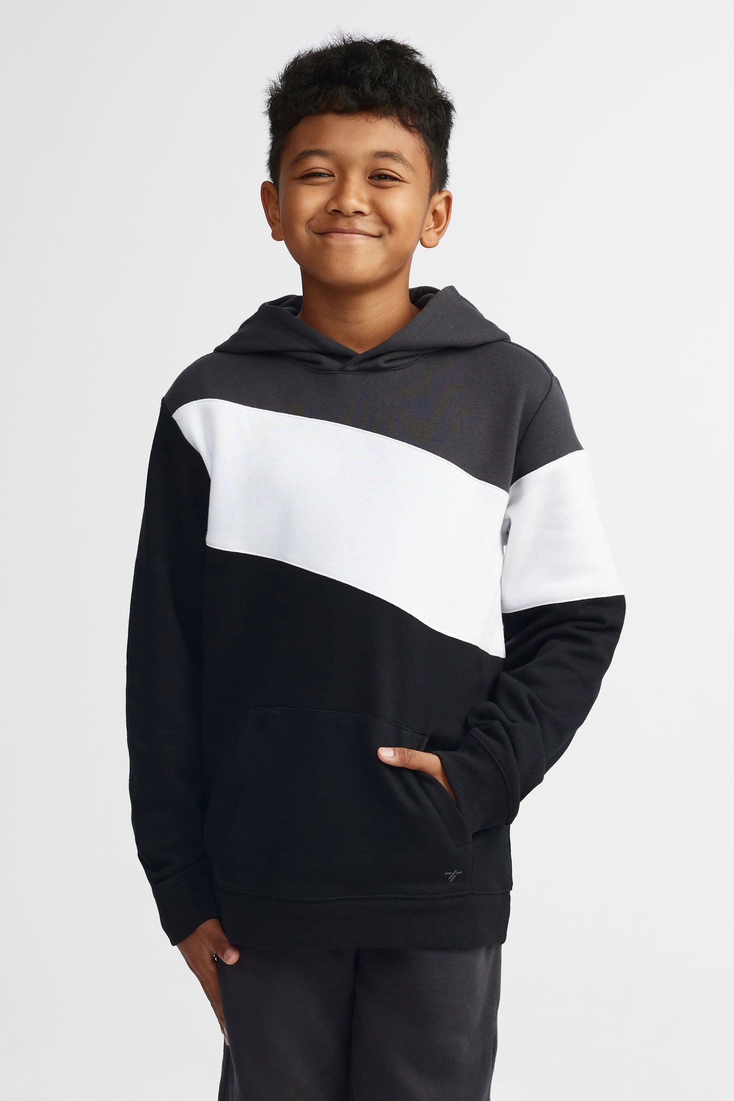 Chandail à capuchon coton ouaté - Ado garçon && NOIR