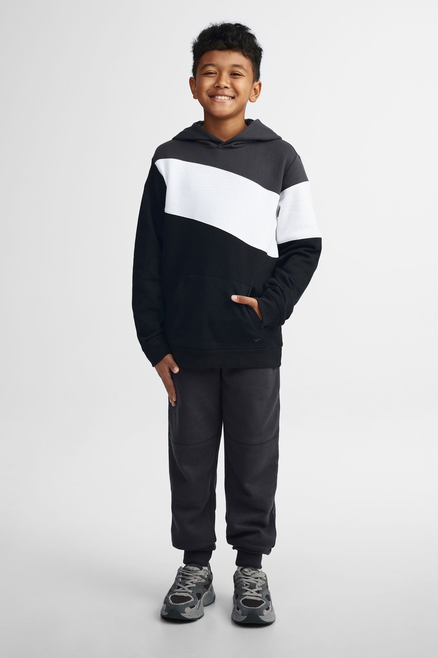 Chandail à capuchon coton ouaté - Ado garçon && NOIR