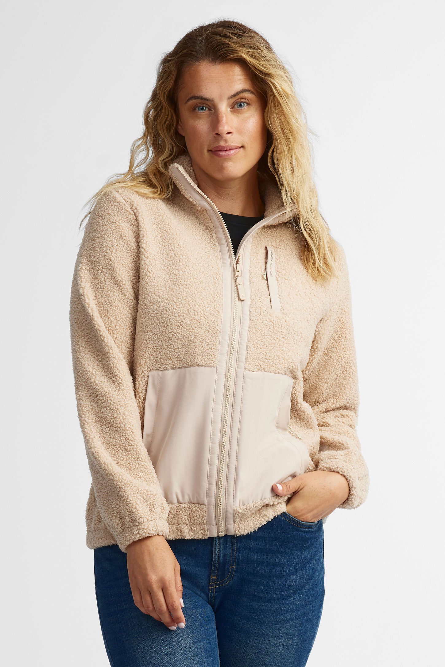 Veste col montant en sherpa BM - Femme && BEIGE