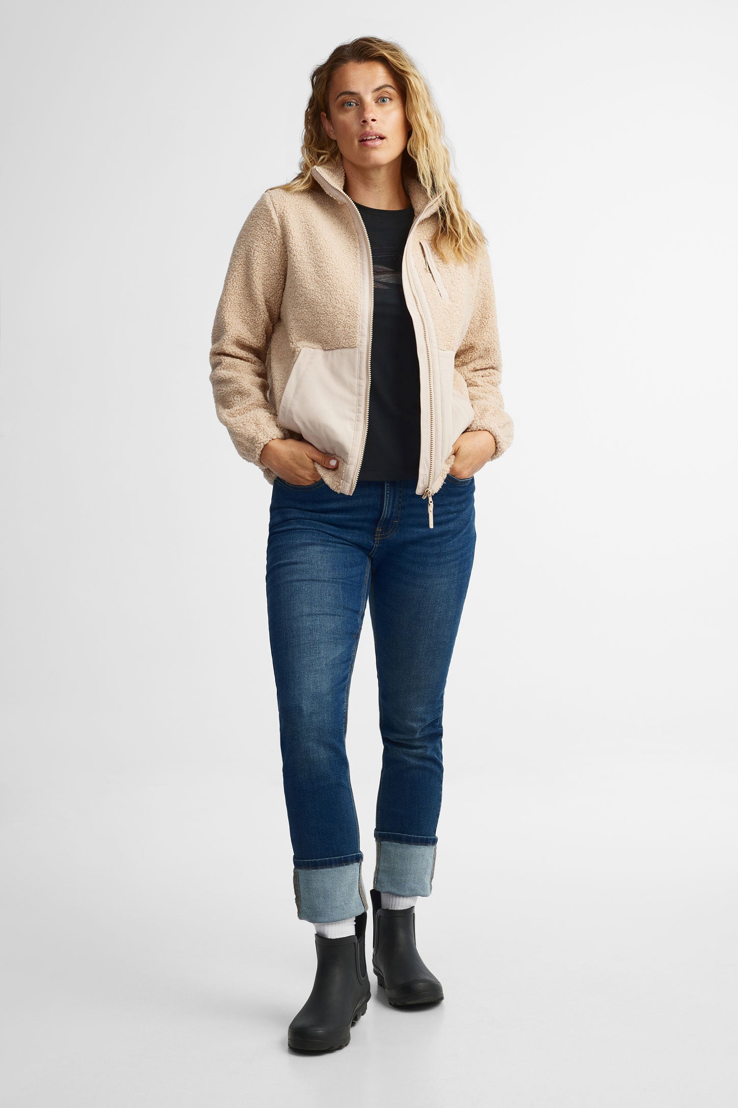 Veste col montant en sherpa BM - Femme && BEIGE