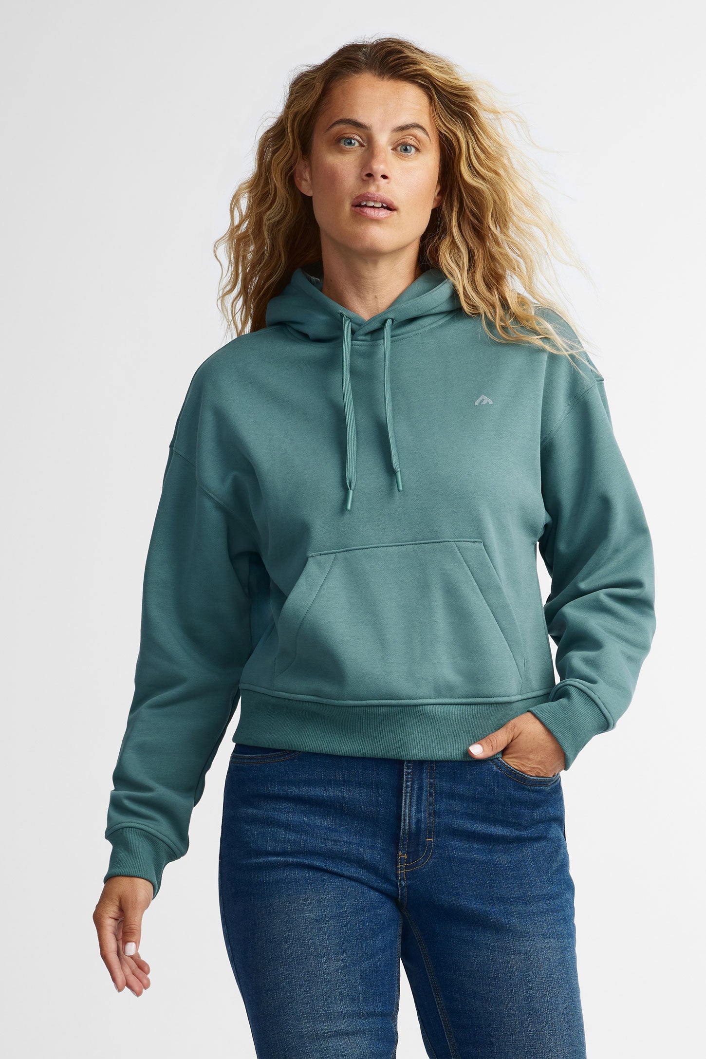 Chandail à capuchon coton ouaté - Femme && VERT