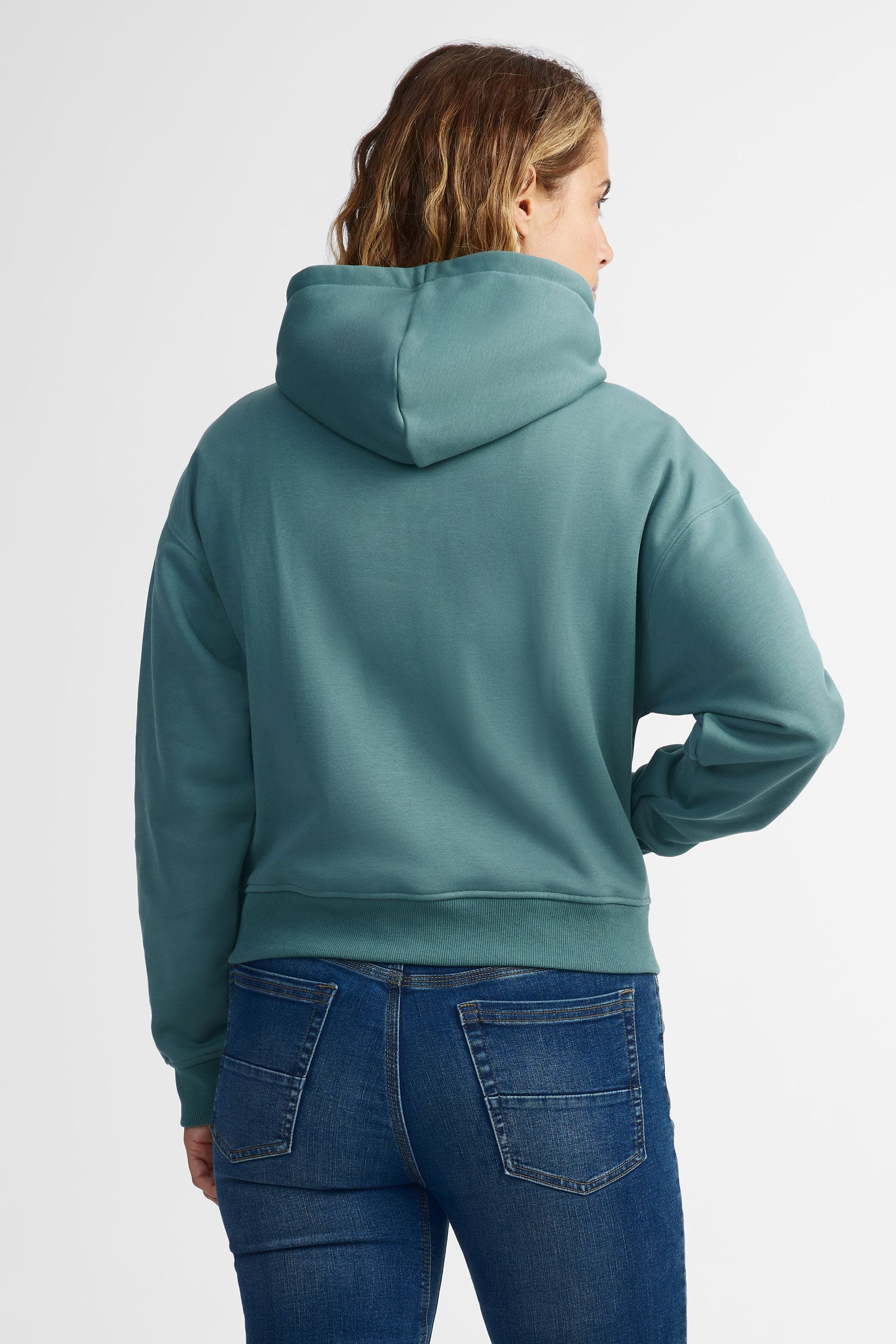 Chandail à capuchon coton ouaté - Femme && VERT